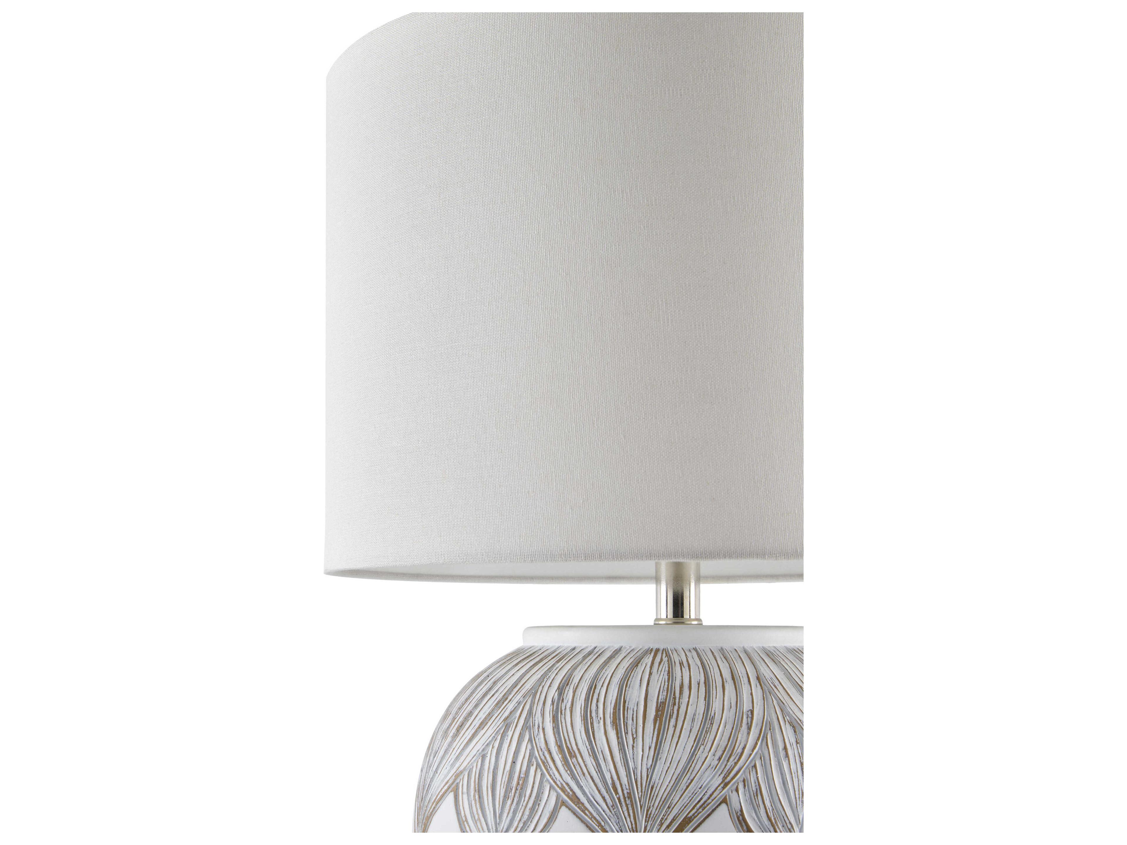 Surya Lafia White Linen Buffet Lamp