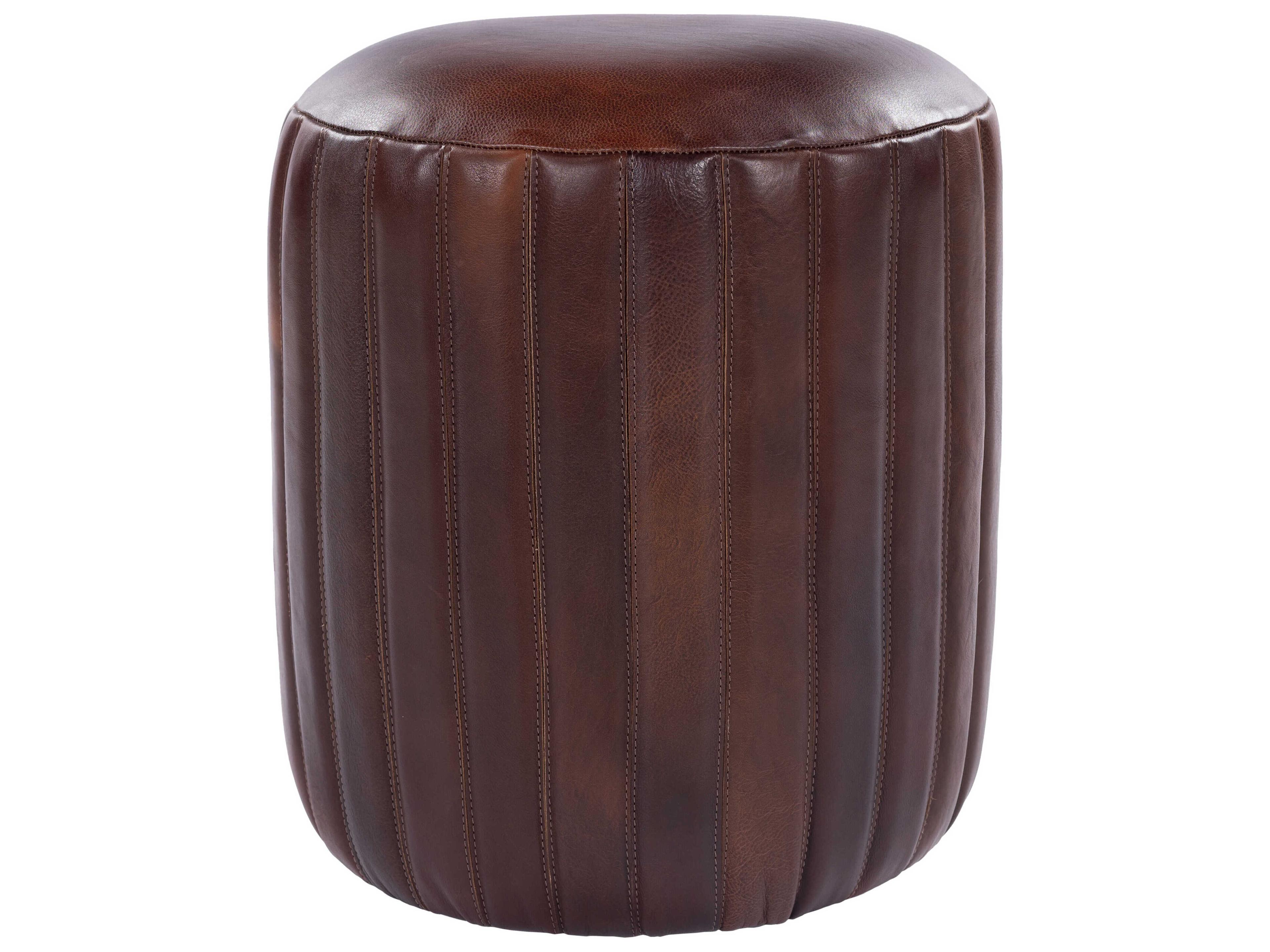 Langdon Brown Leather Ottoman