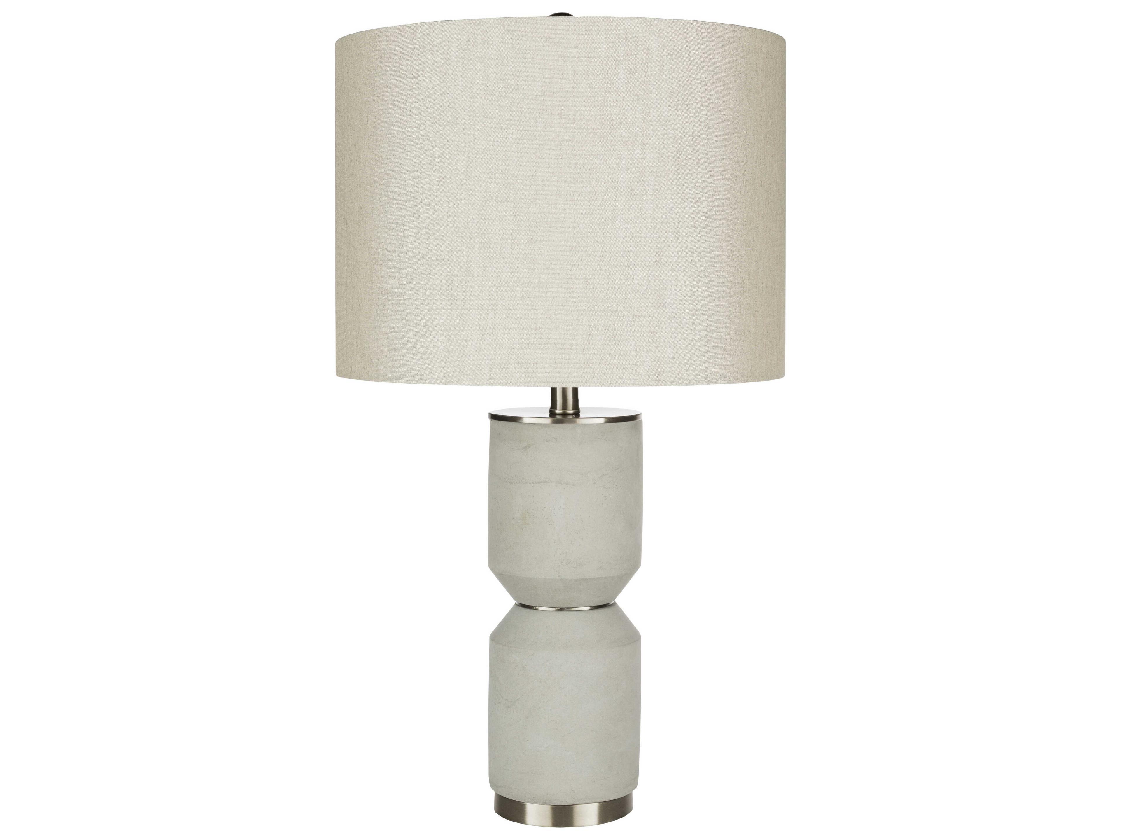 Wells Light Gray White Linen Nickel Buffet Lamp