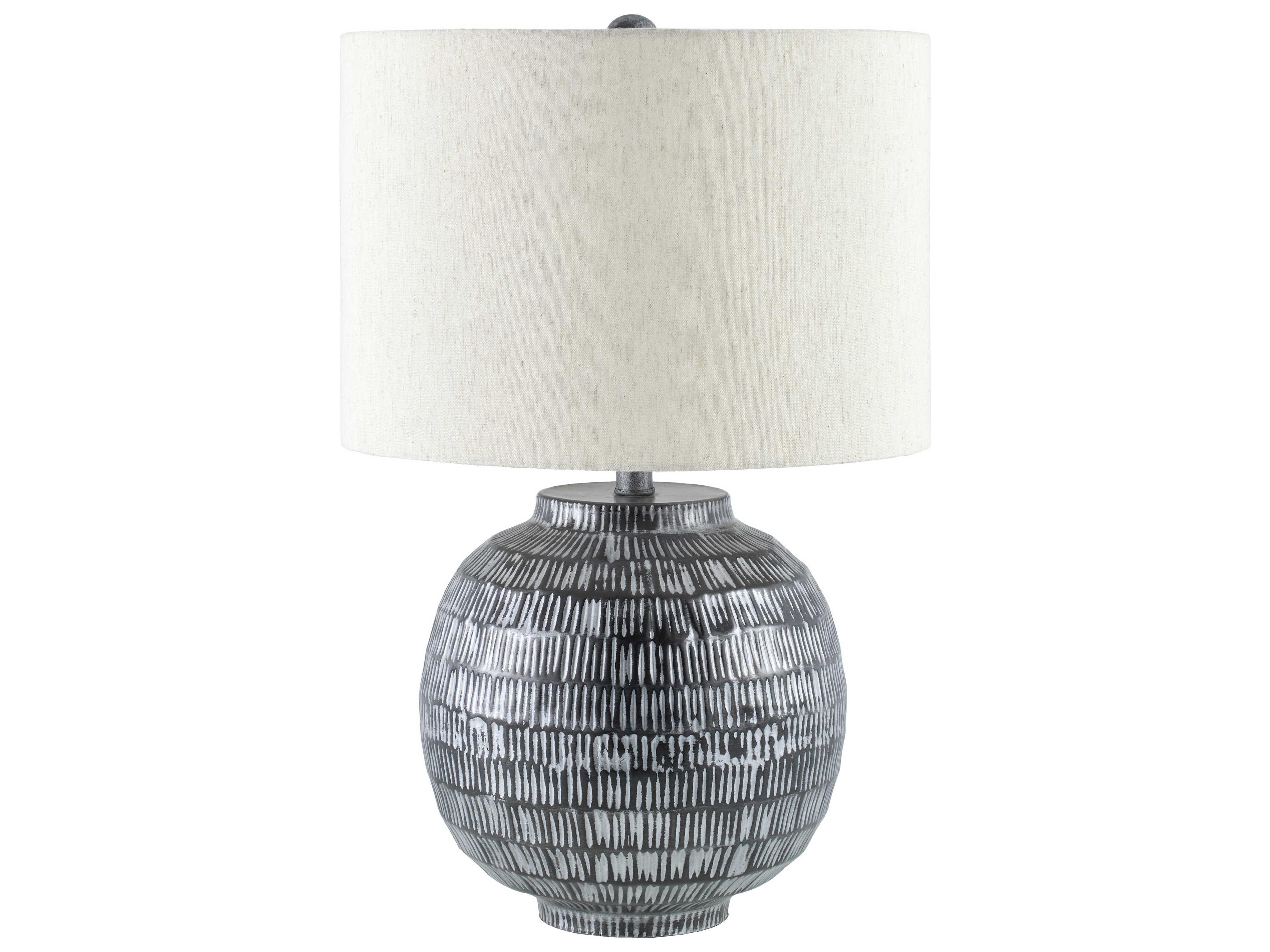 Surya Lomo Black Beige Cotton Buffet Lamp