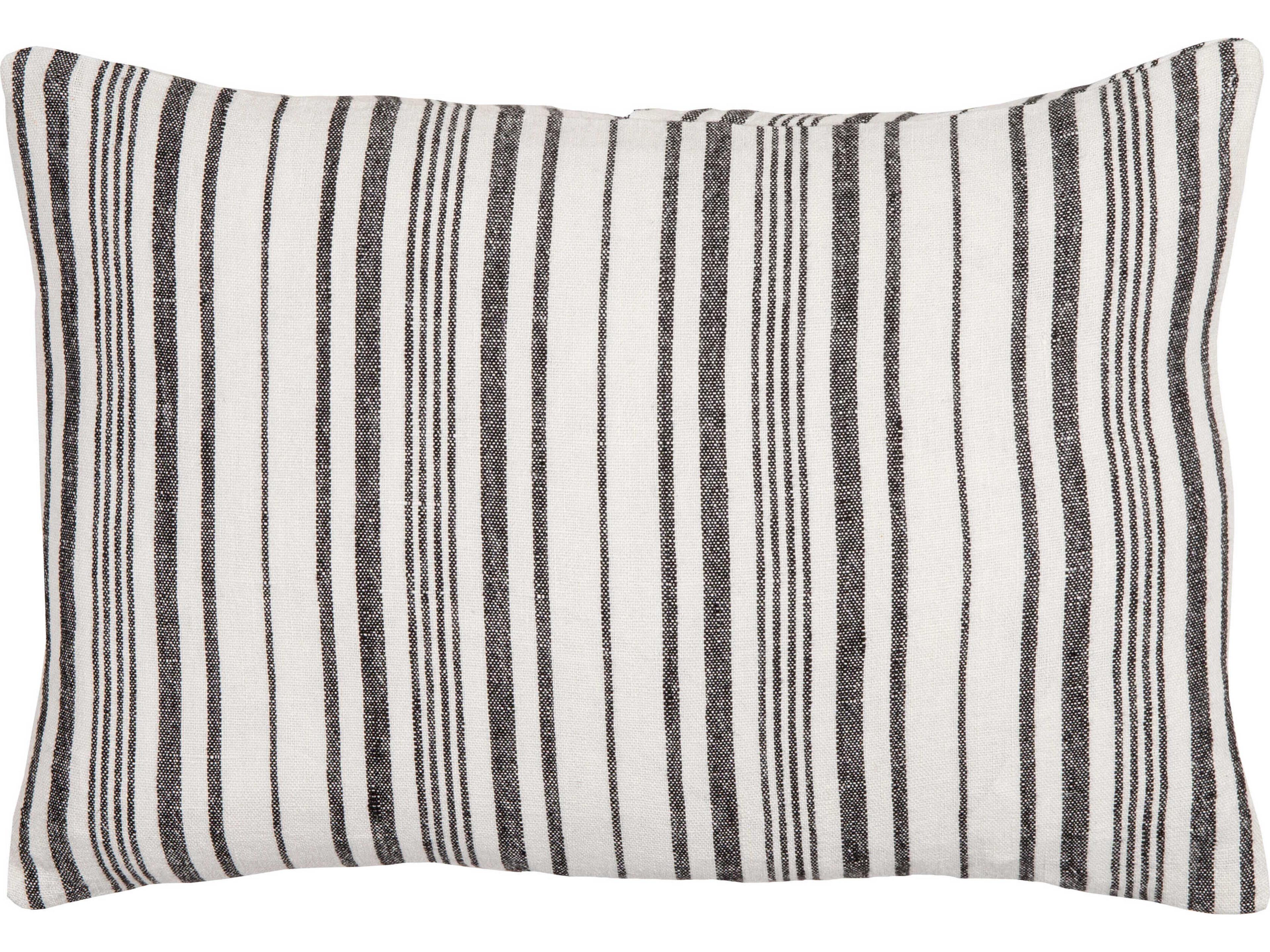 Linen Stripe Buttoned Cream / Black Pillow