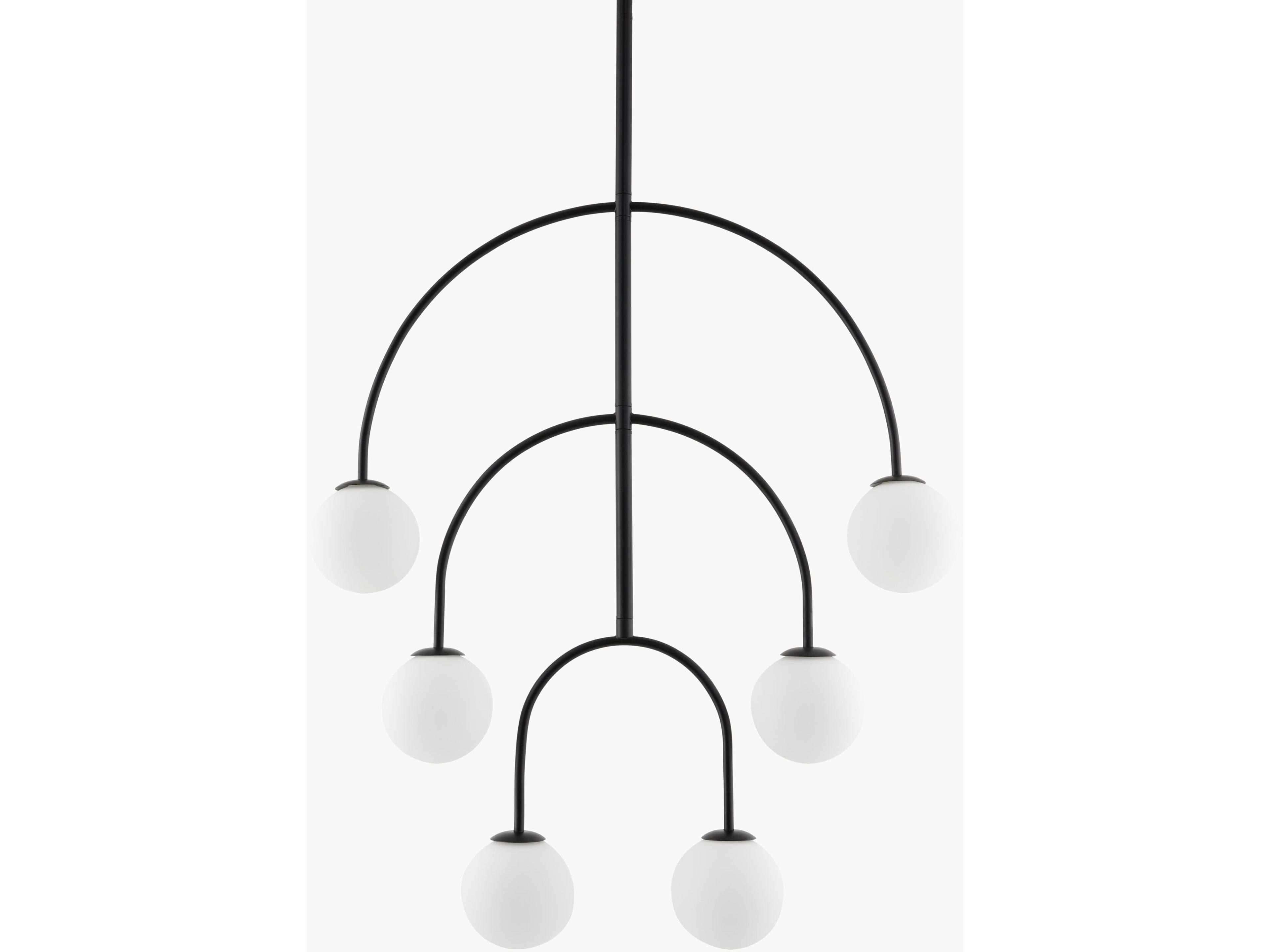 Laon 6-Light Black Globe Chandelier