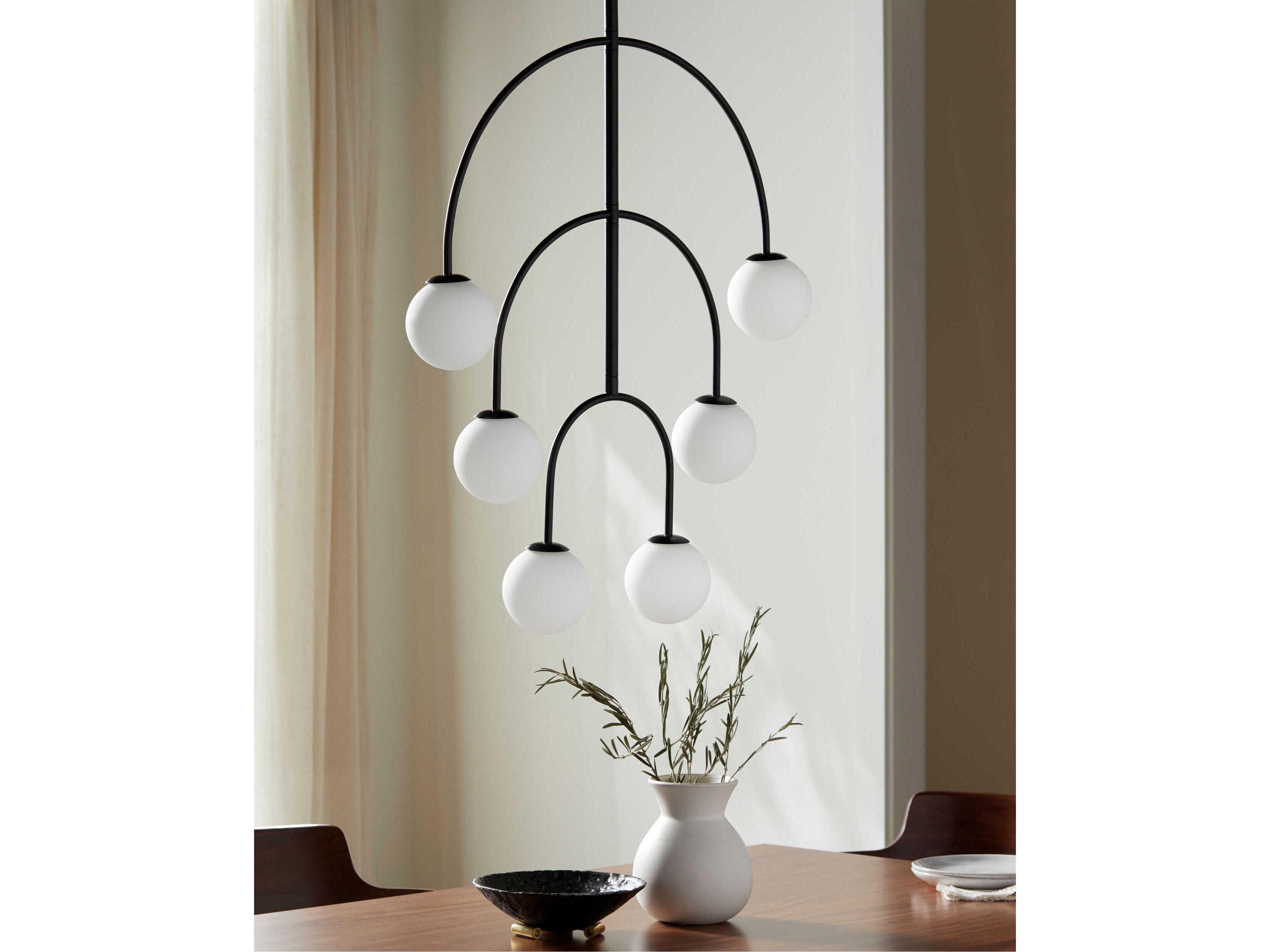 Surya Laon 6-Light Black Globe Chandelier
