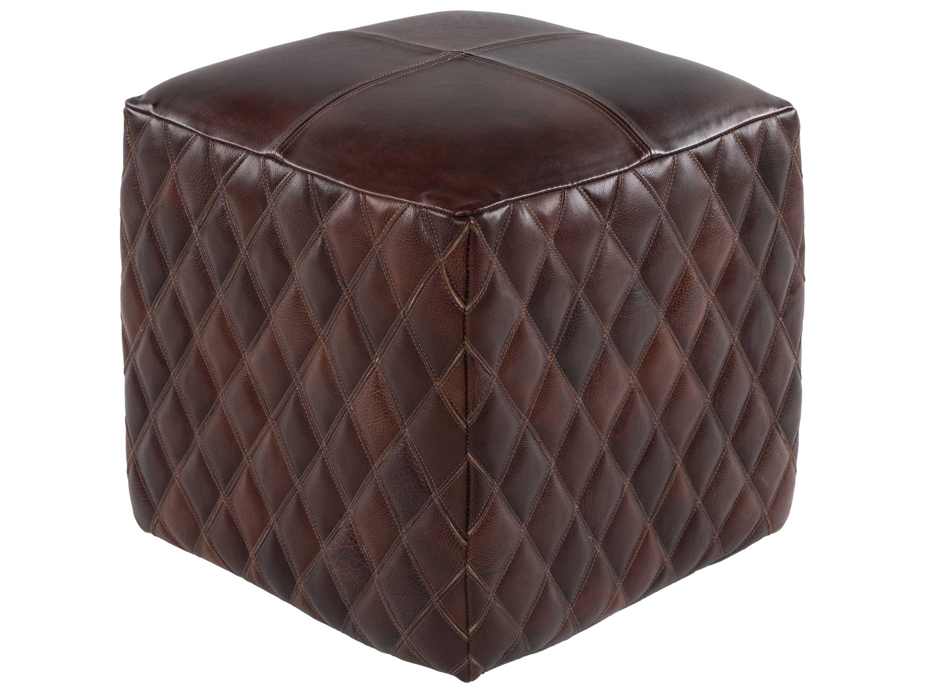 Leonardo Brown Leather Ottoman