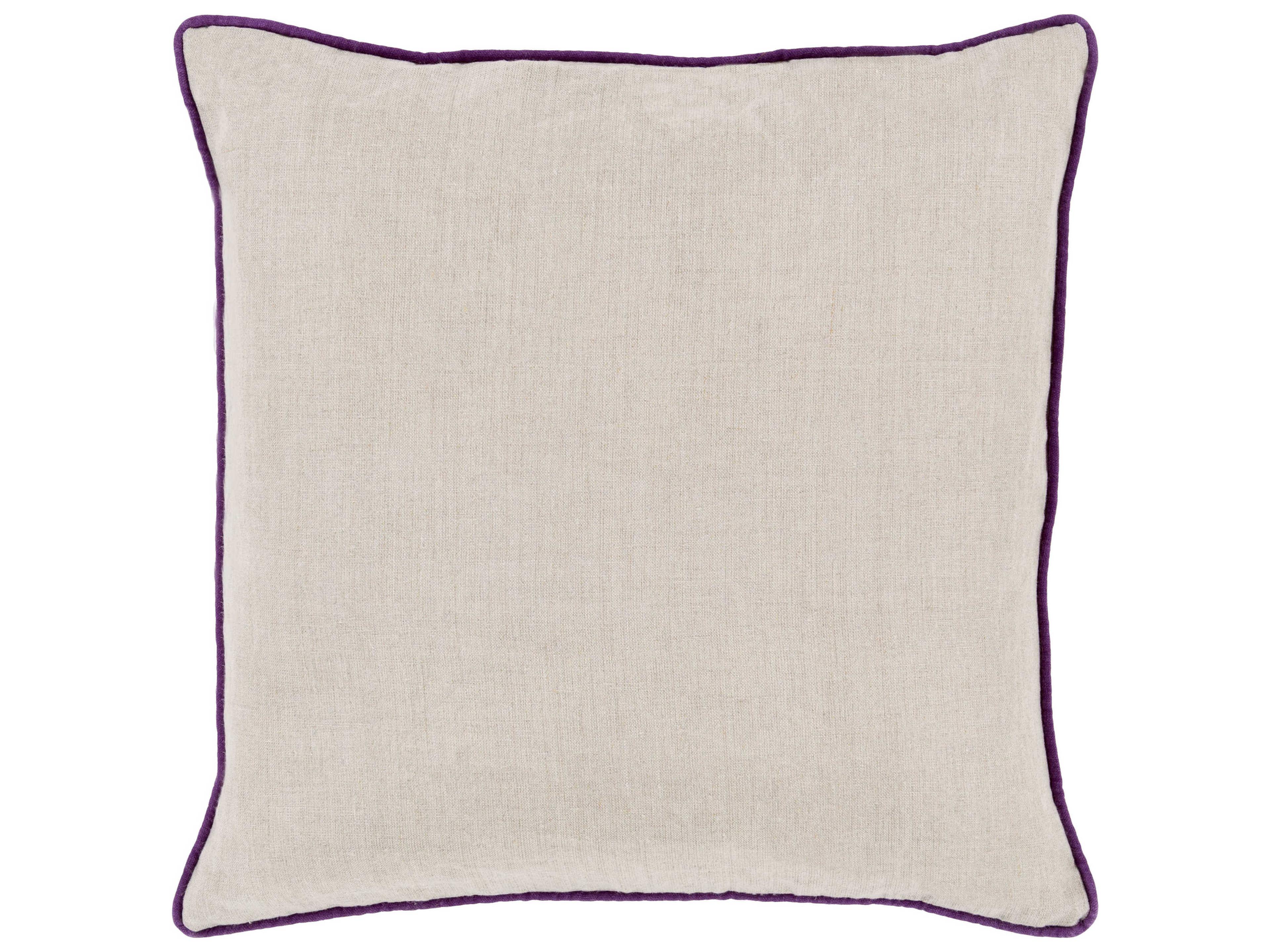 Surya Linen Piped Purple Pillow