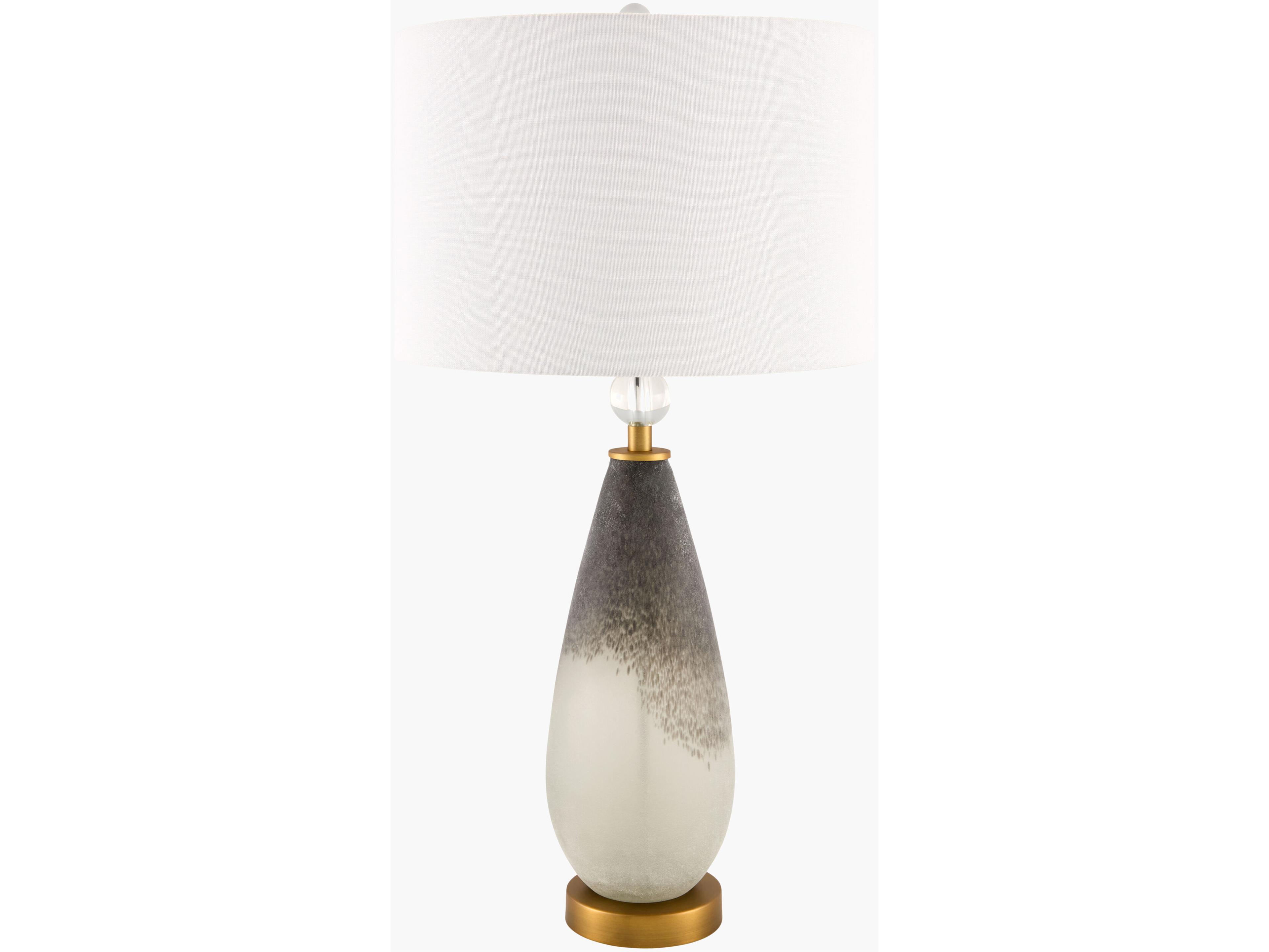 Surya Lorca Black White Linen Buffet Lamp