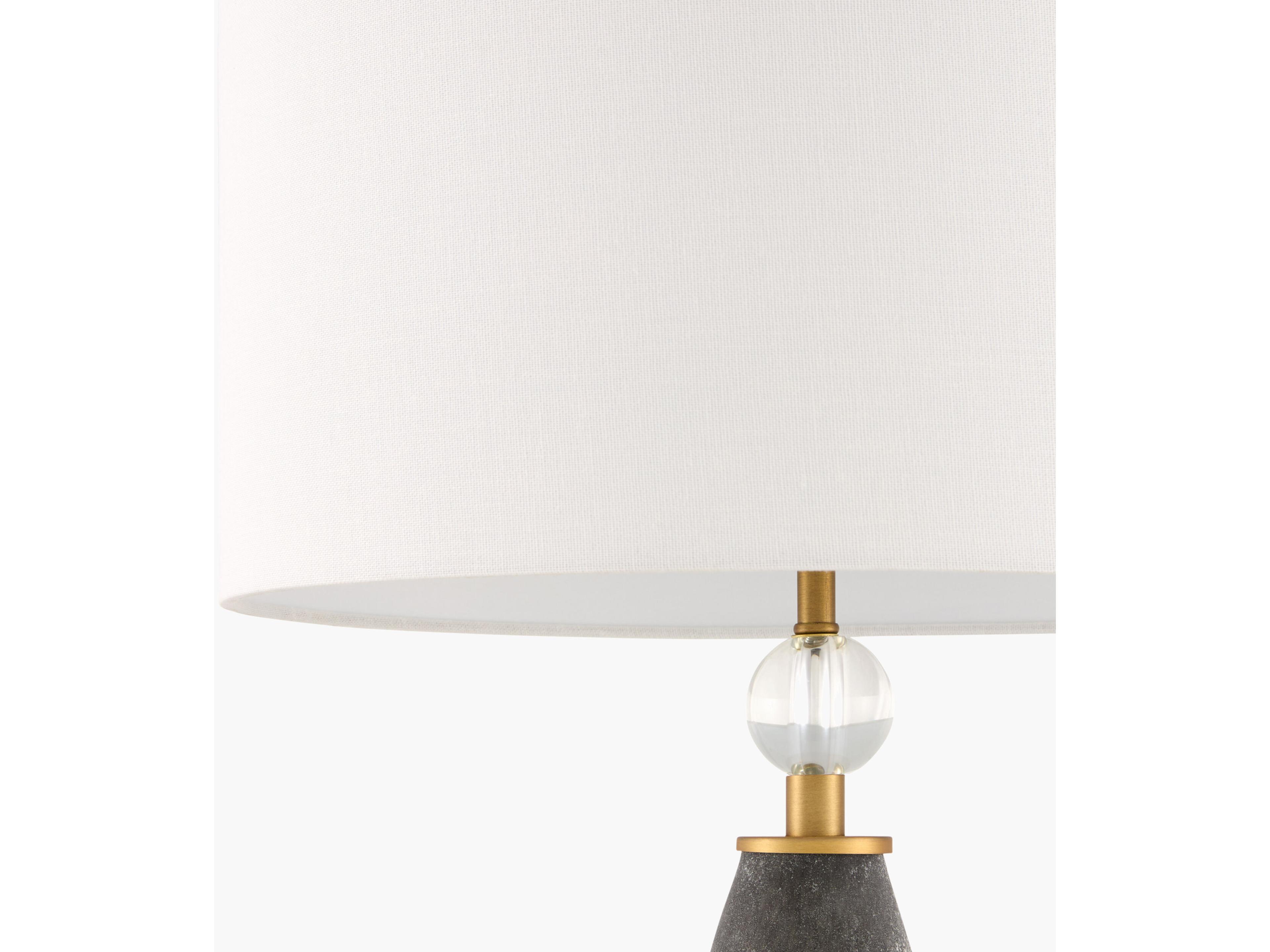 Surya Lorca Black White Linen Buffet Lamp