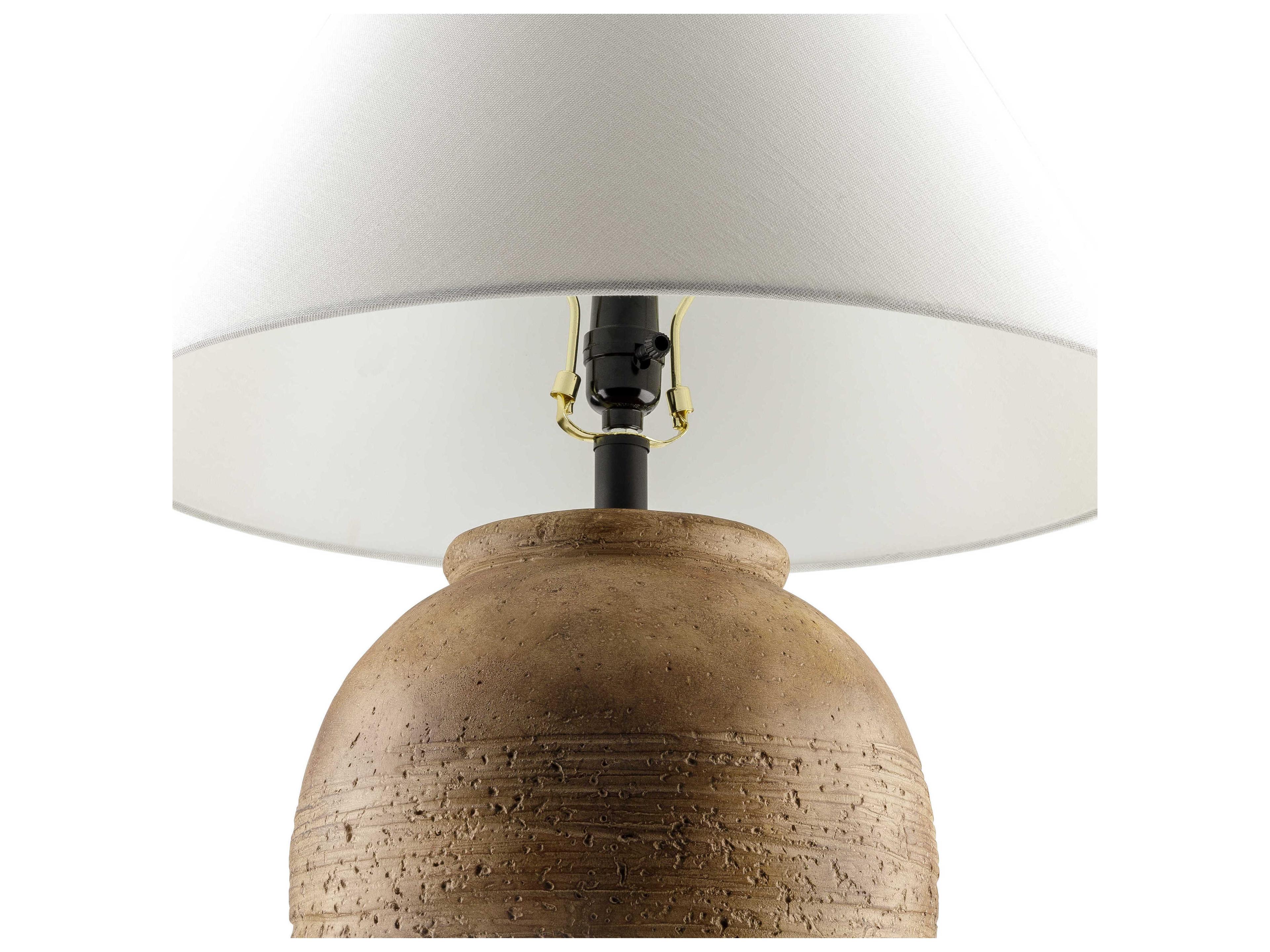 Surya Lirael Brick White Linen Brown Buffet Lamp