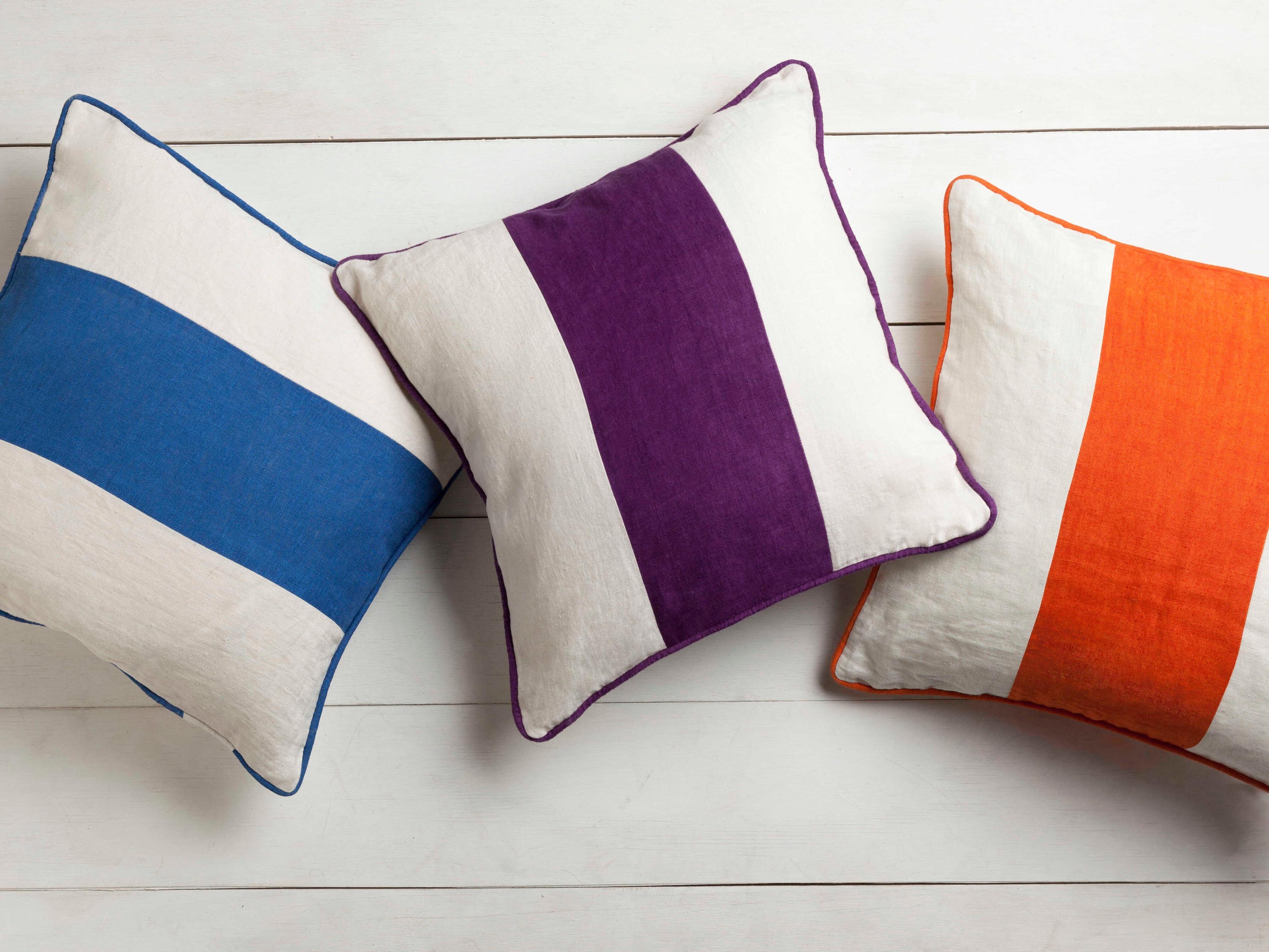 Surya Linen Stripe Cream Pillow