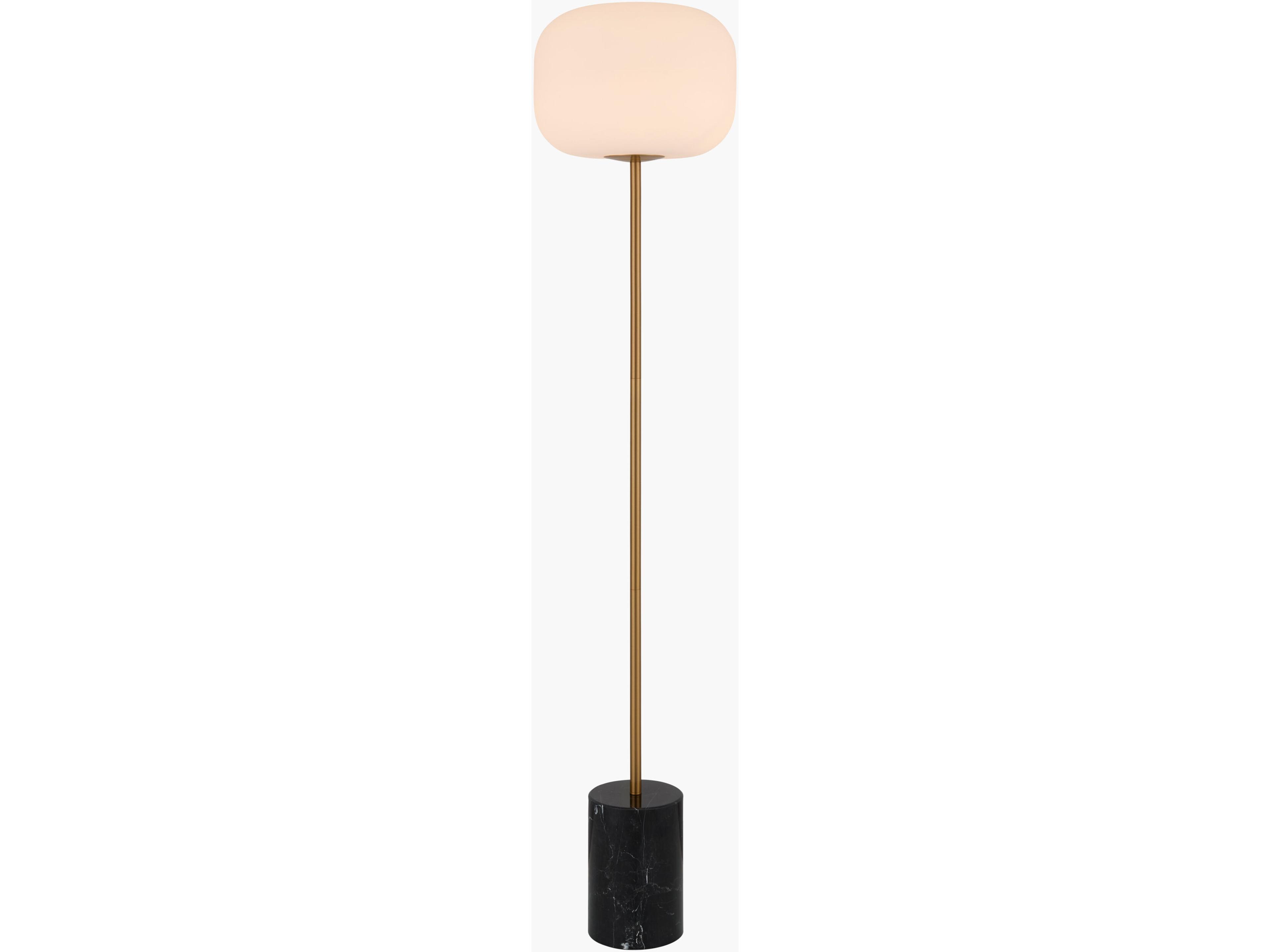 Surya Lunaris Black White Glass Floor Lamp