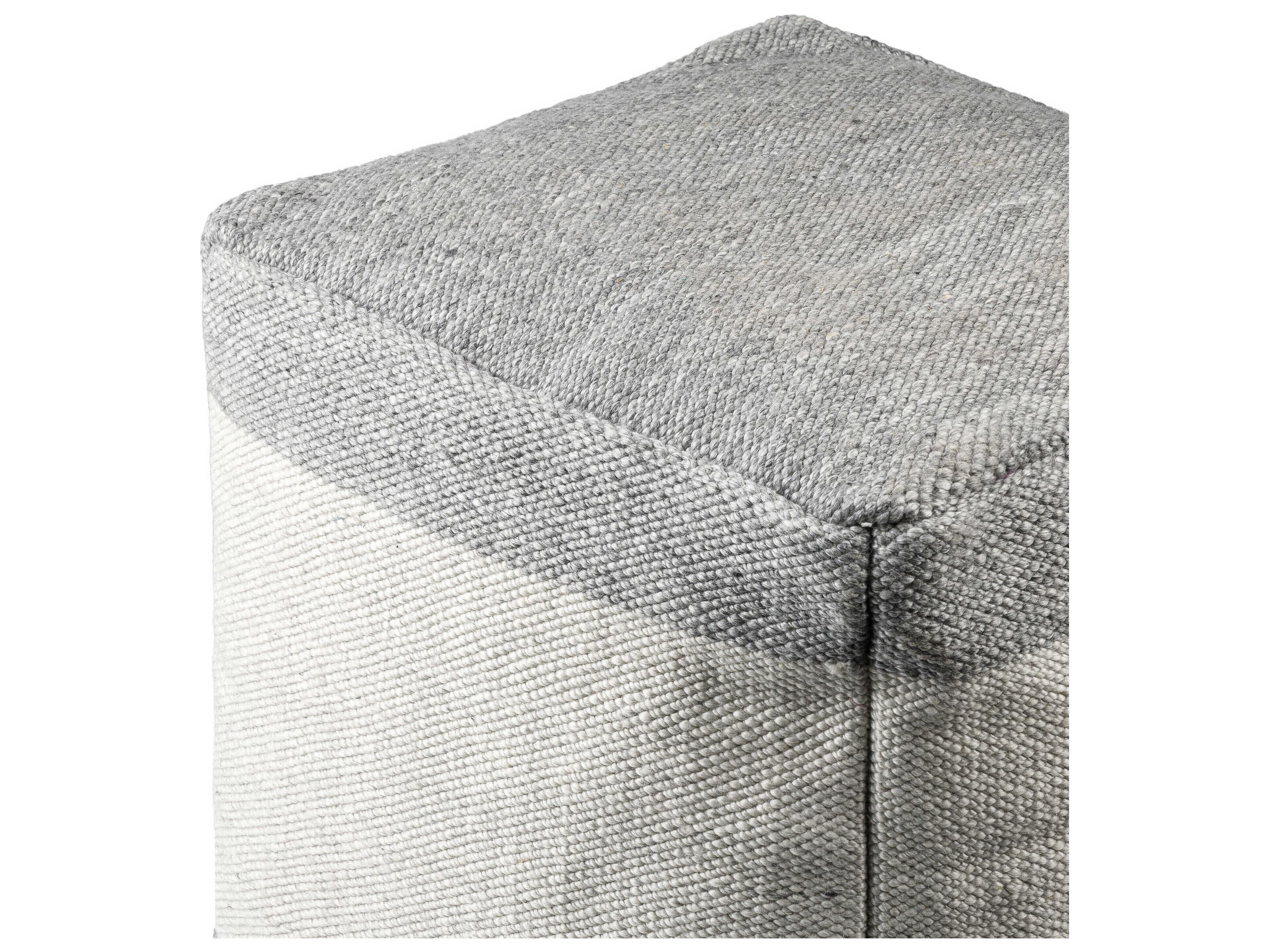 Surya Latvia Charcoal Gray Upholstered Pouf