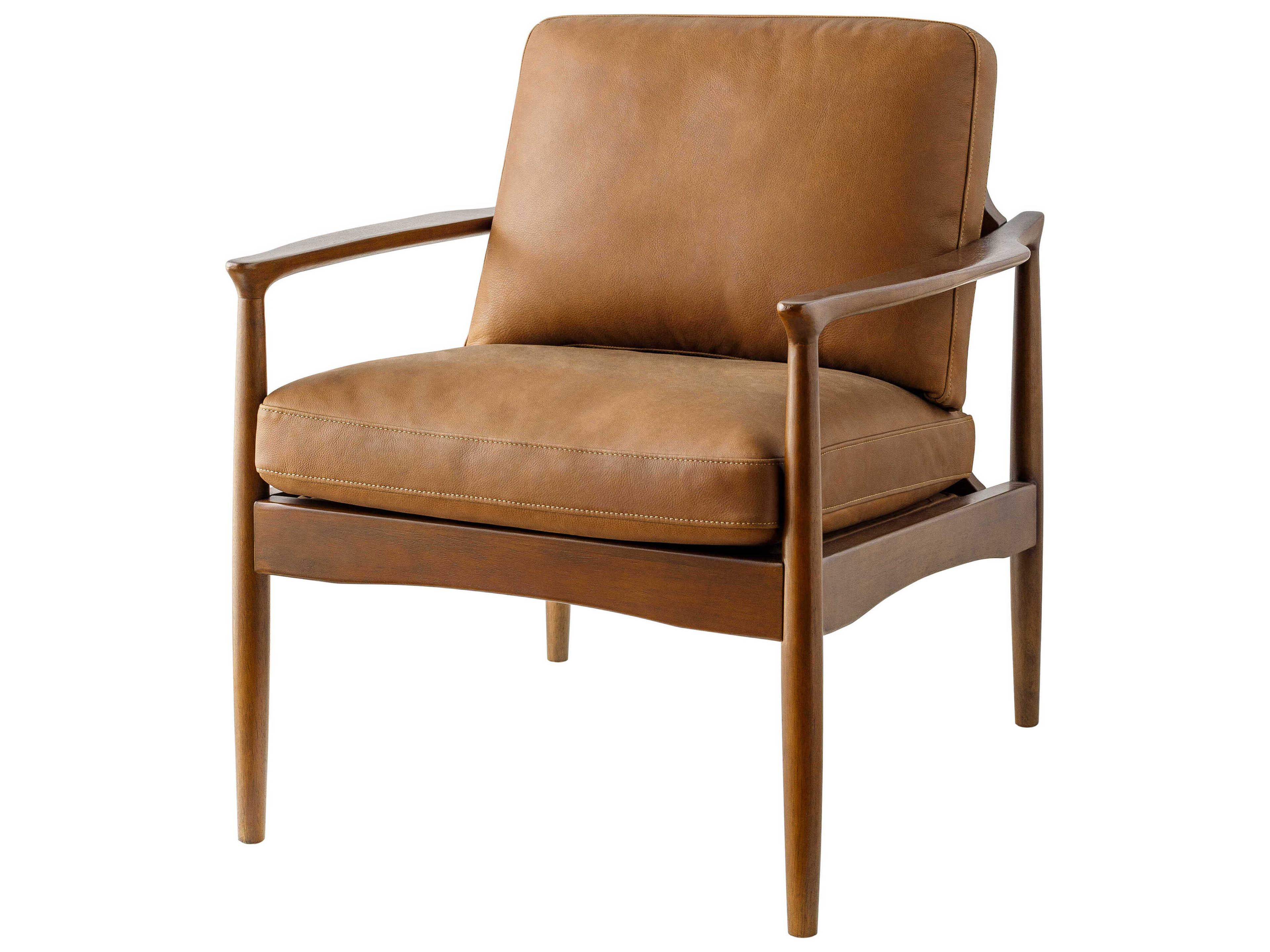 Surya Lewiston Brown Leather Accent Chair 
