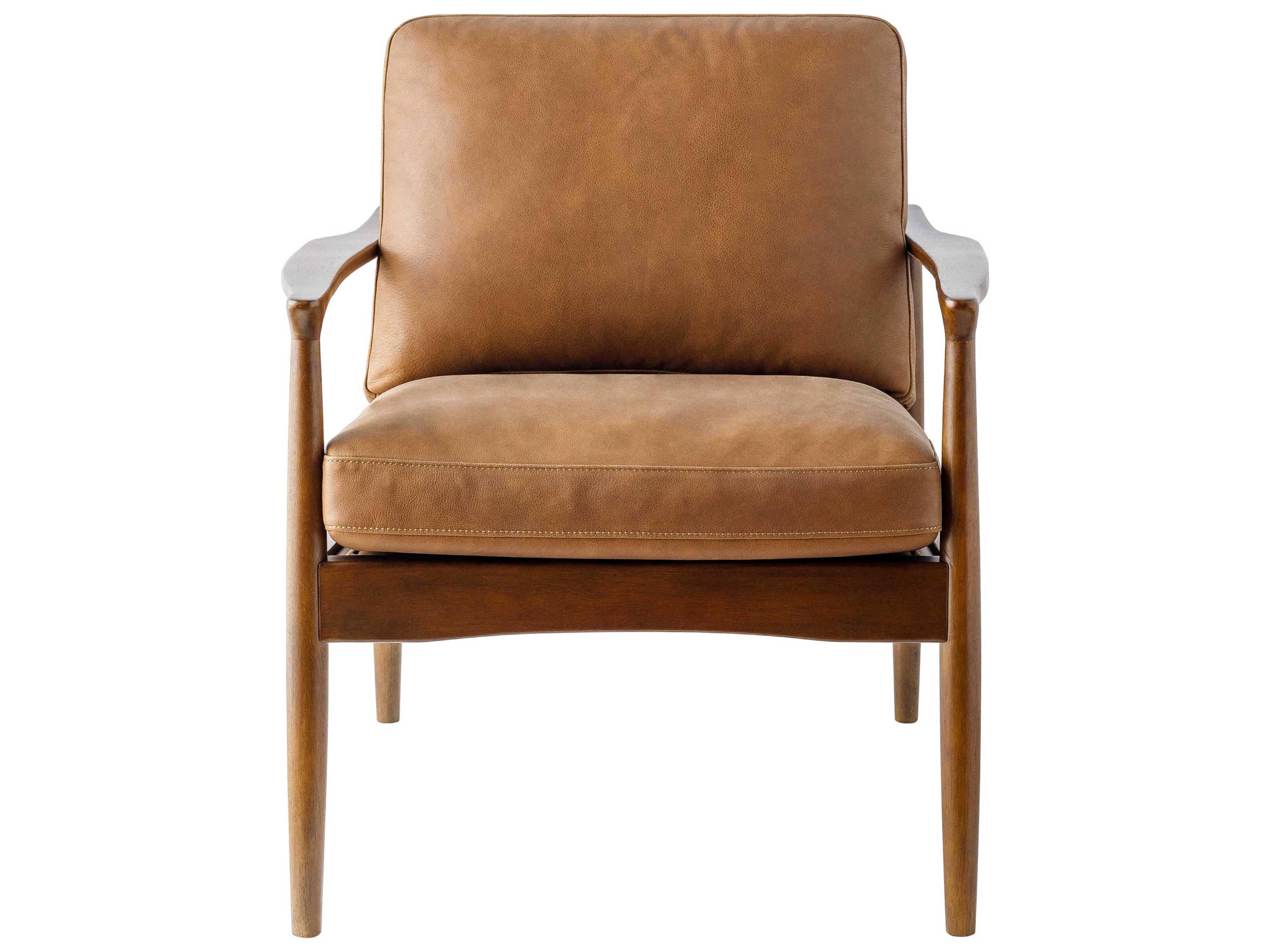 Surya Lewiston Brown Leather Accent Chair 