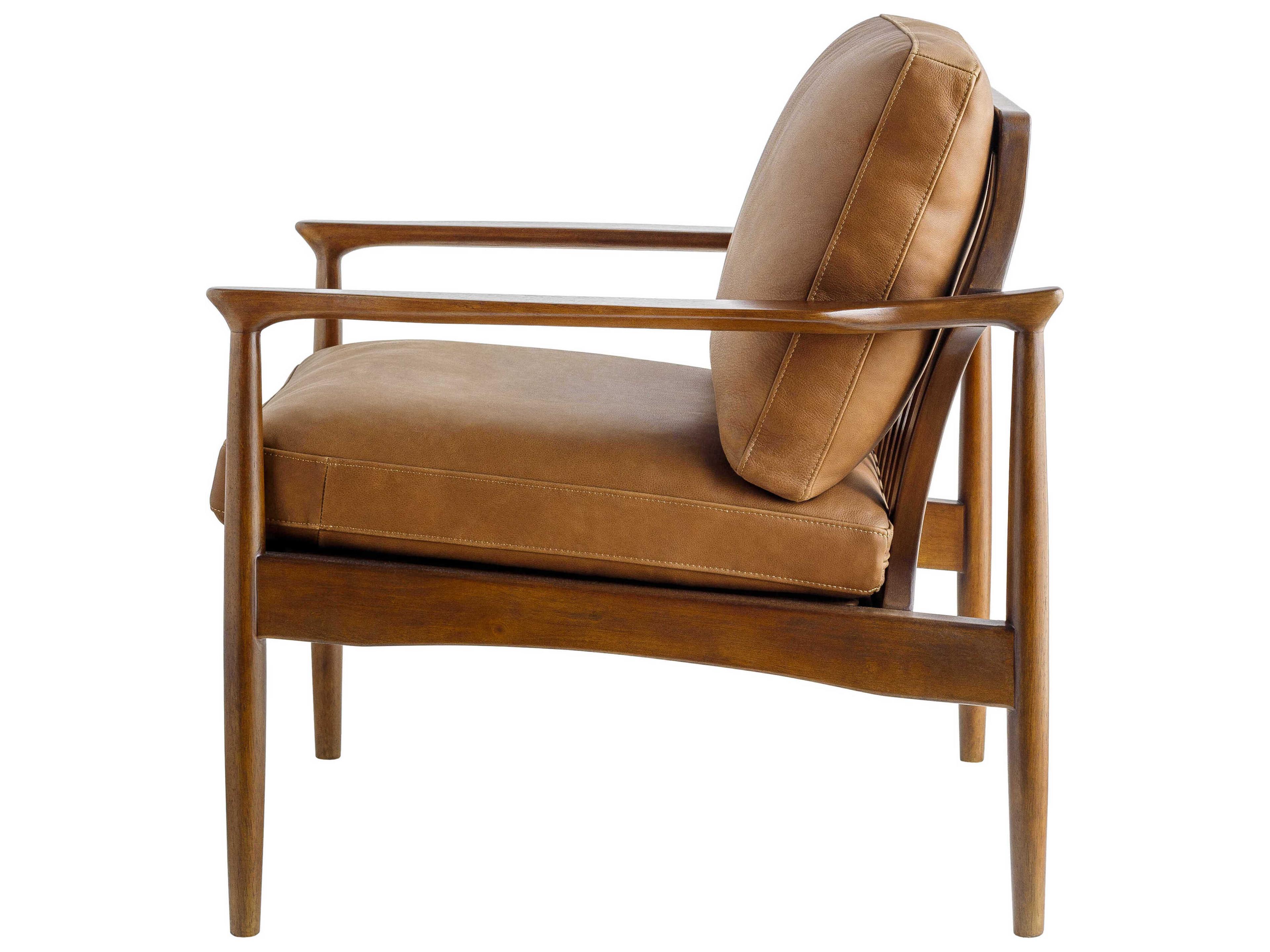 Surya Lewiston Brown Leather Accent Chair 