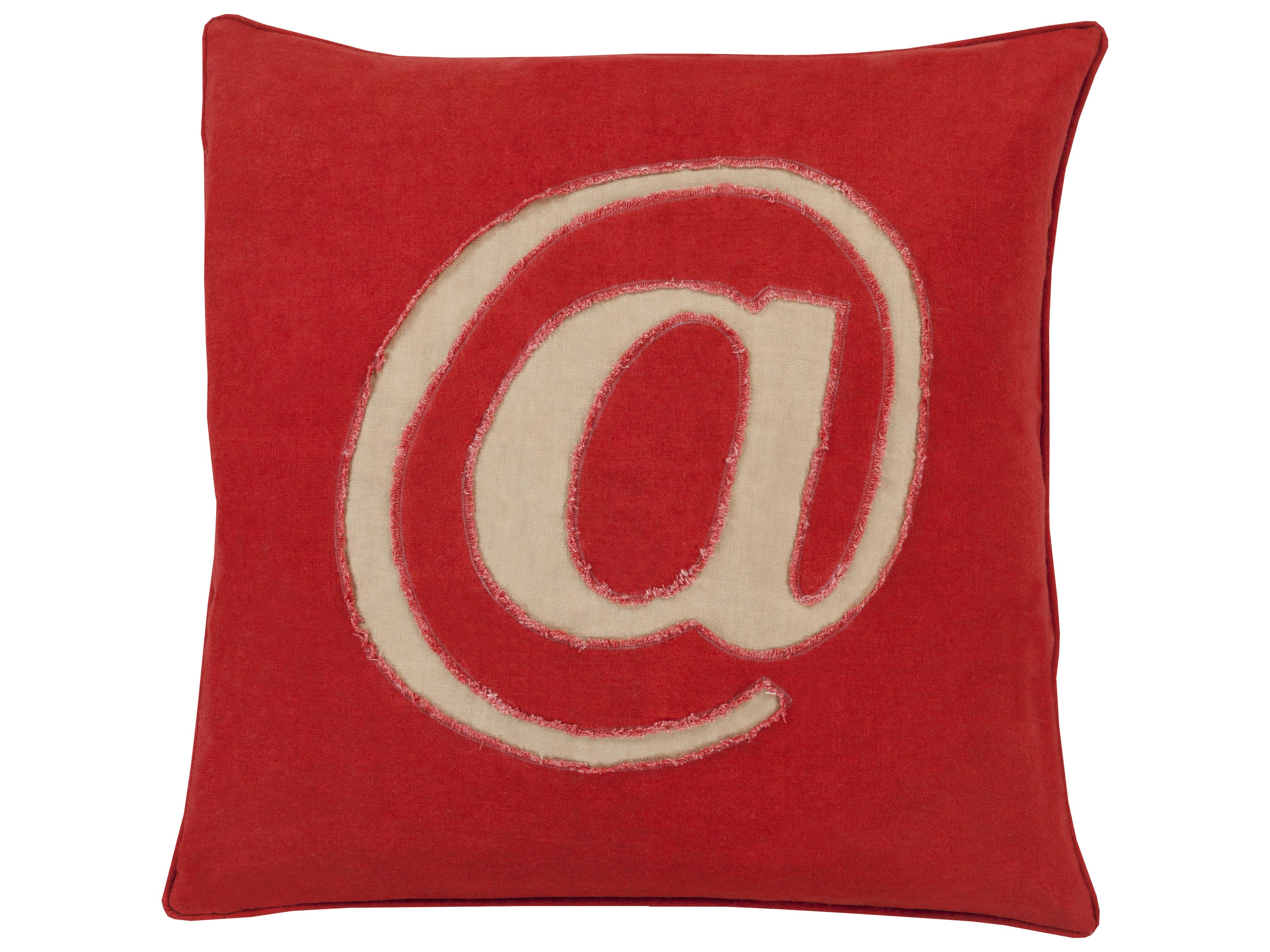 Surya Linen Text Red Pillow