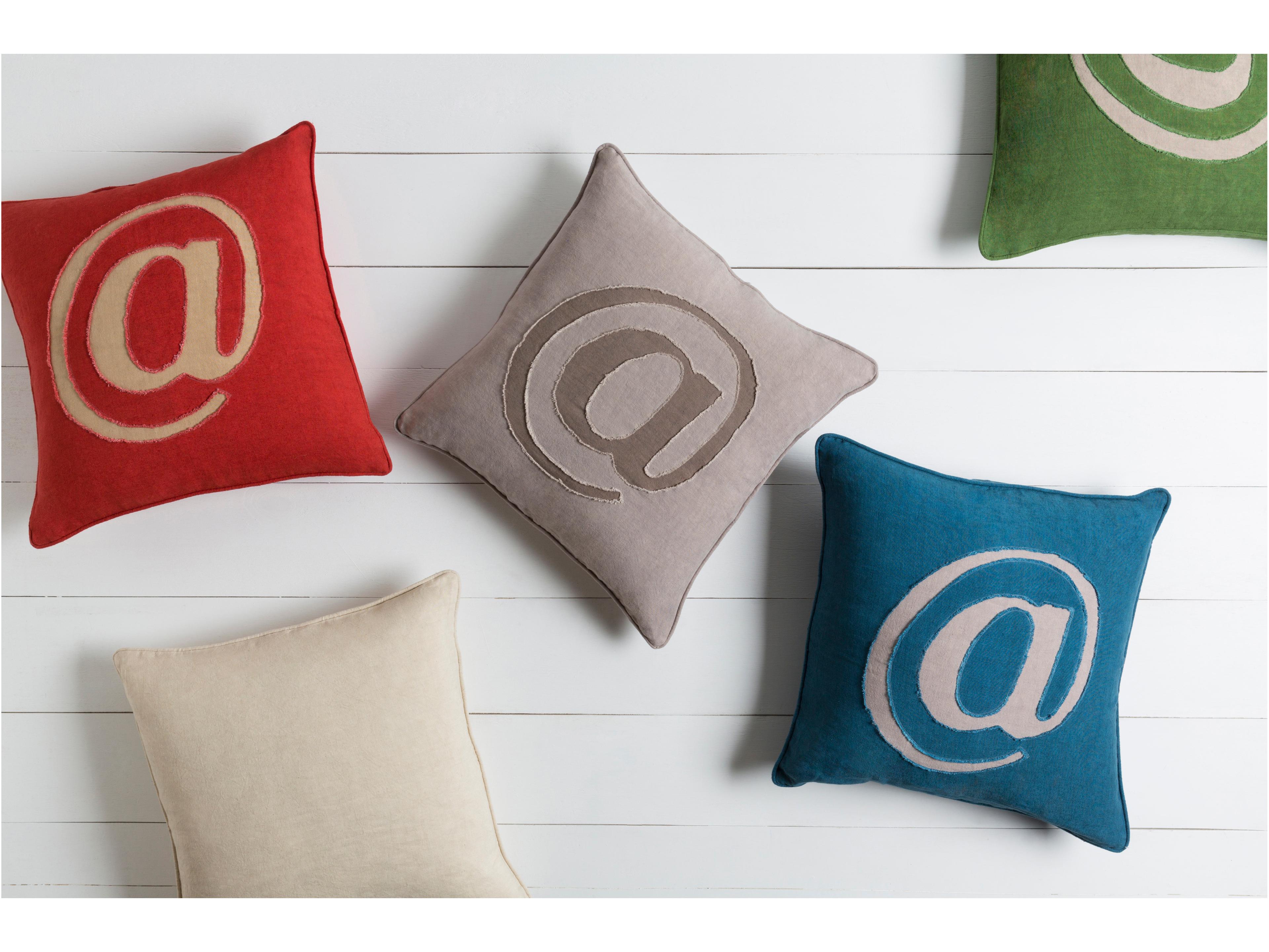 Surya Linen Text Red Pillow