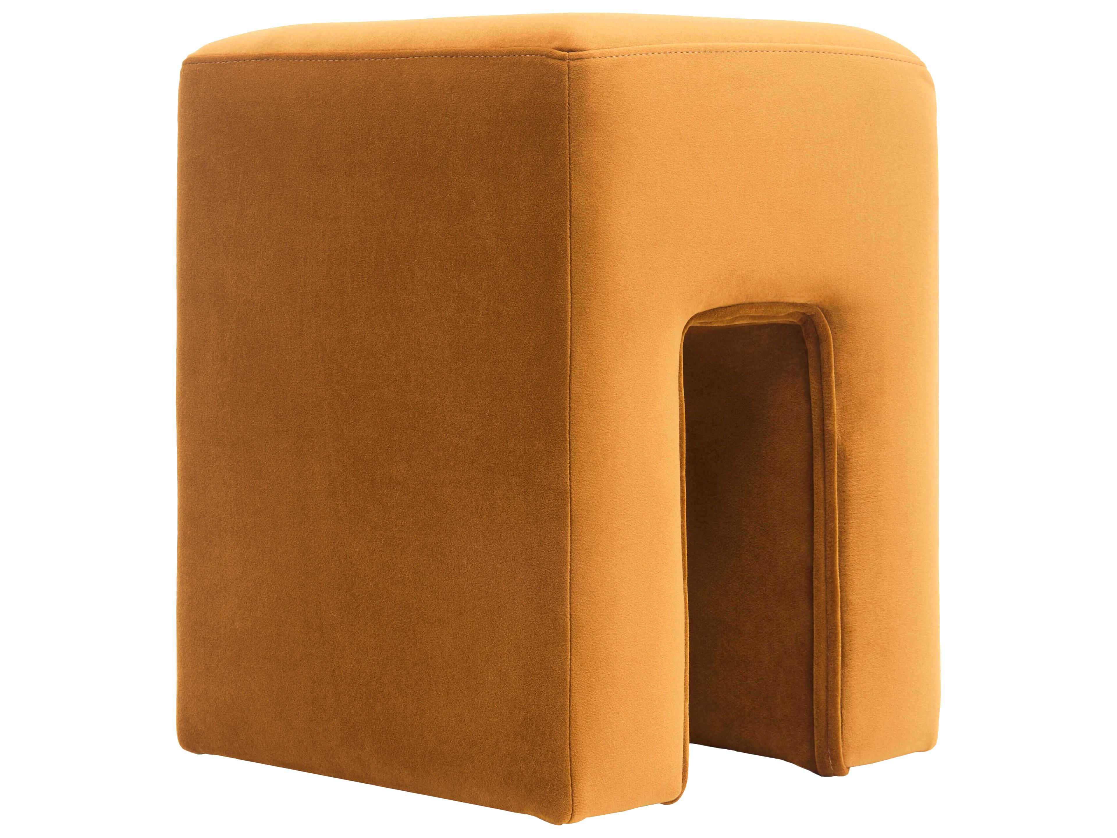 Miraya Mustard Orange Upholstered Ottoman