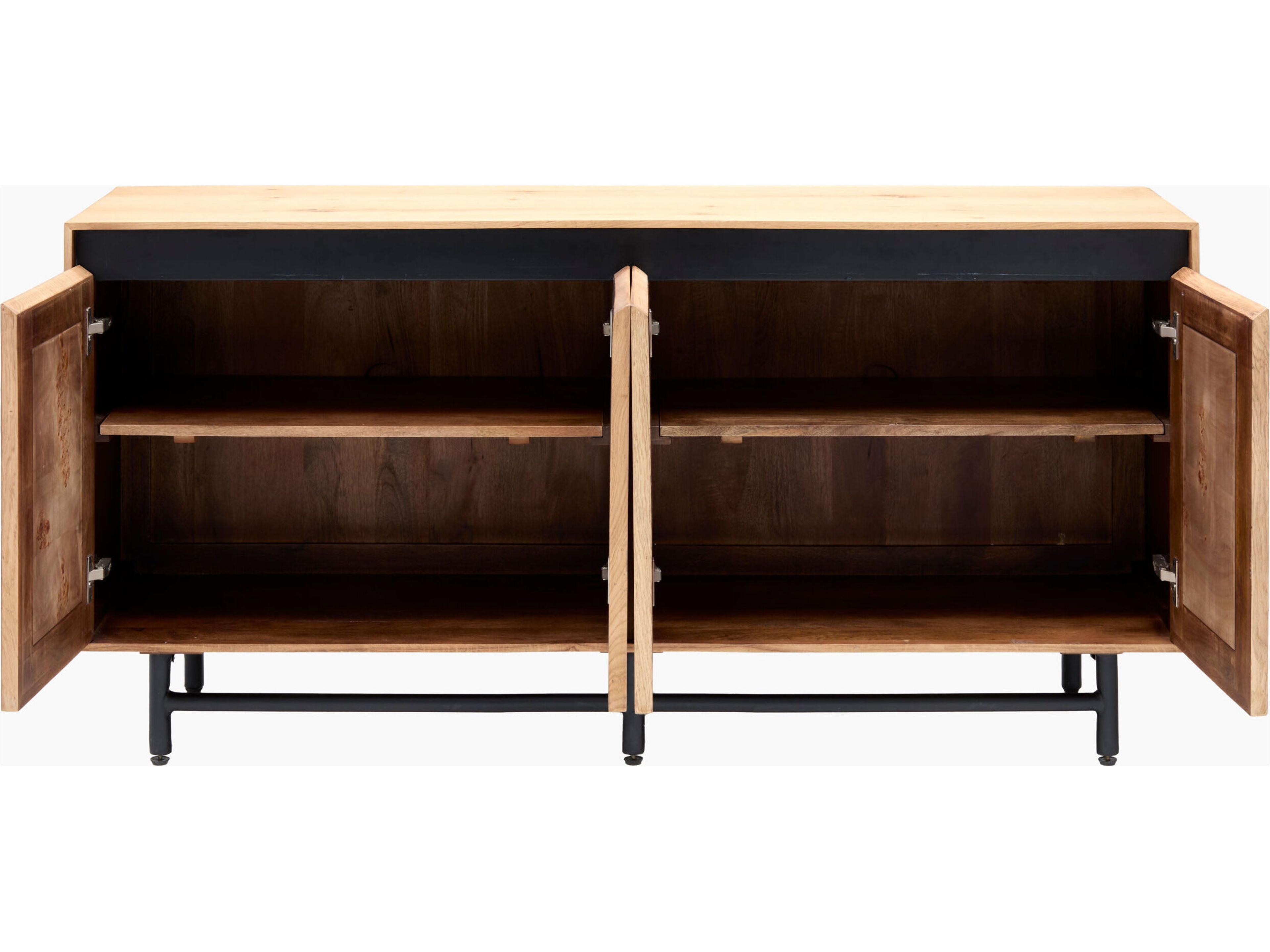 Surya Molander 64" Oak Wood Clear Black Sideboard