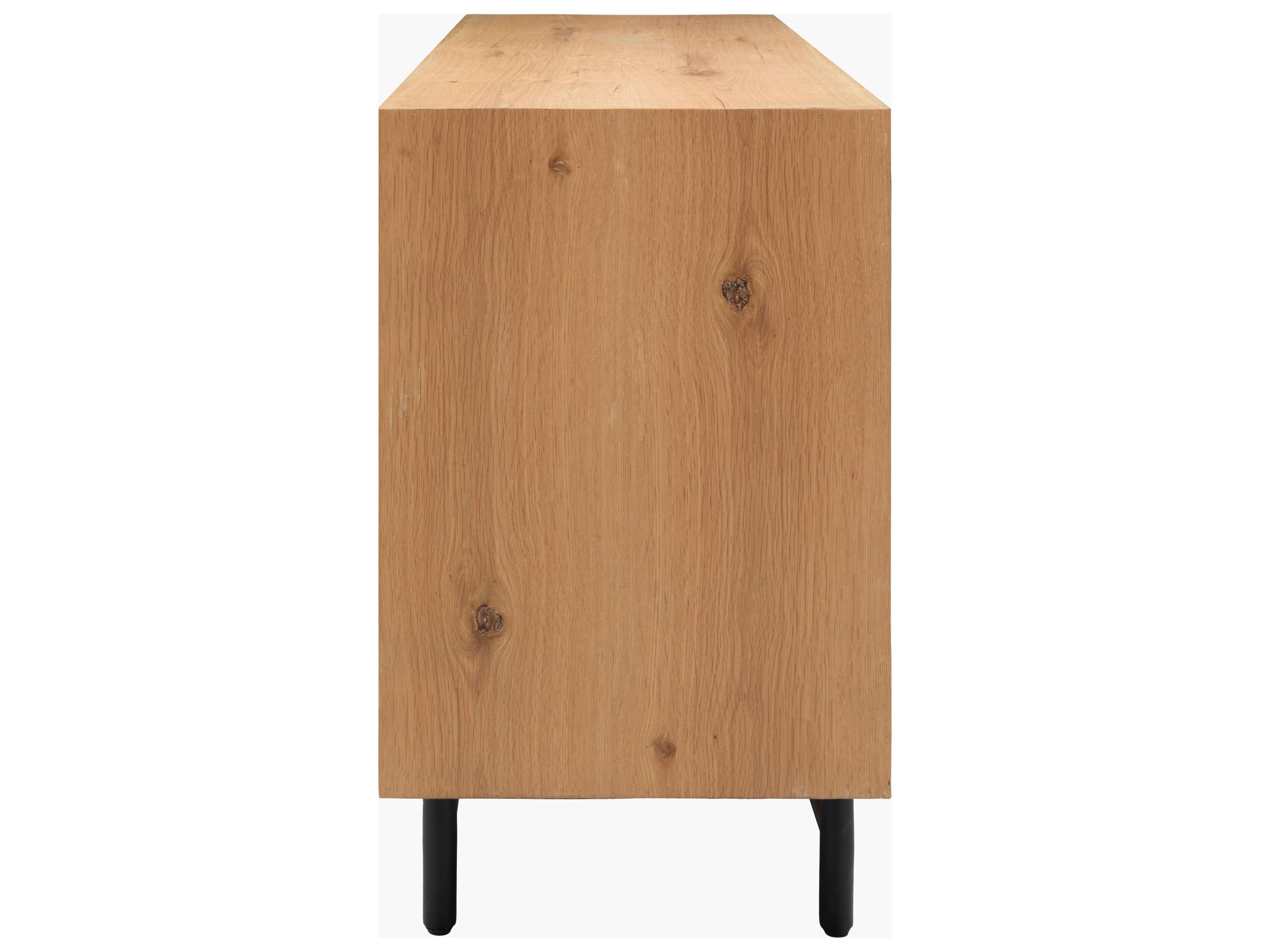 Surya Molander 64" Oak Wood Clear Black Sideboard