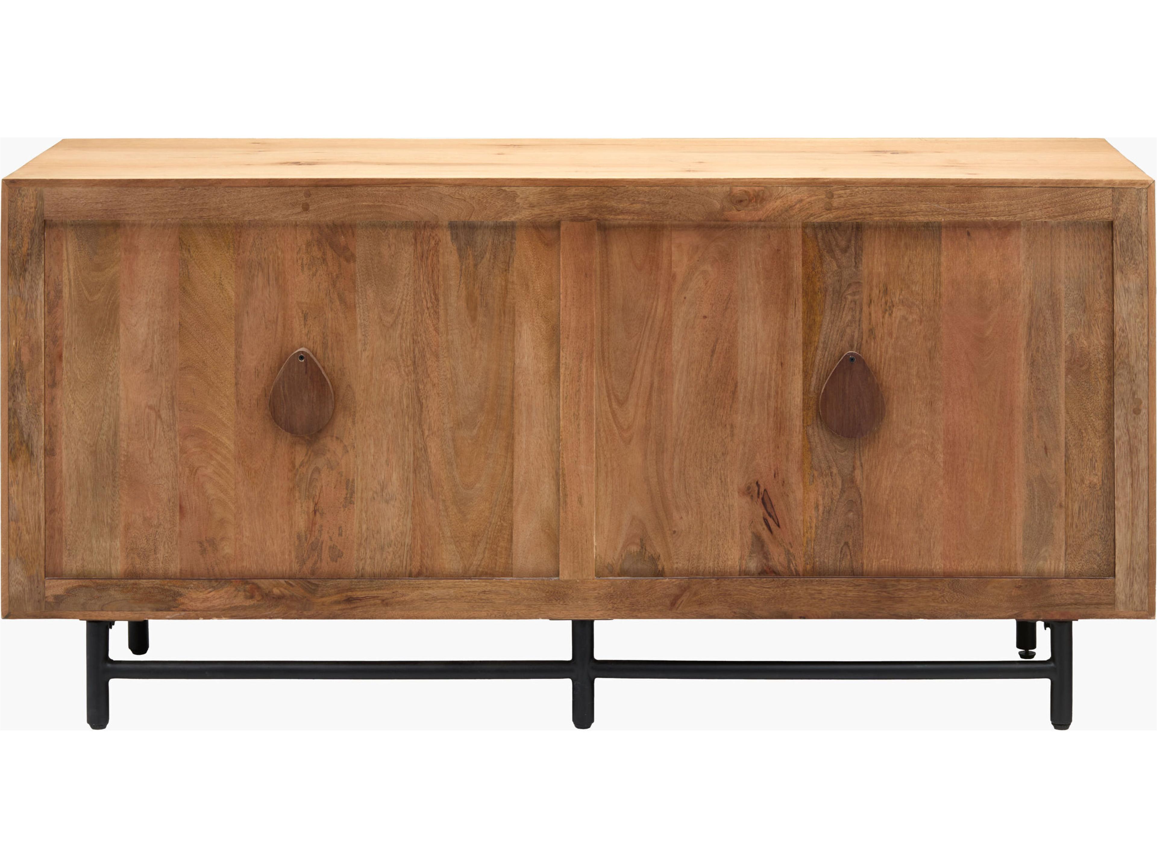 Surya Molander 64" Oak Wood Clear Black Sideboard