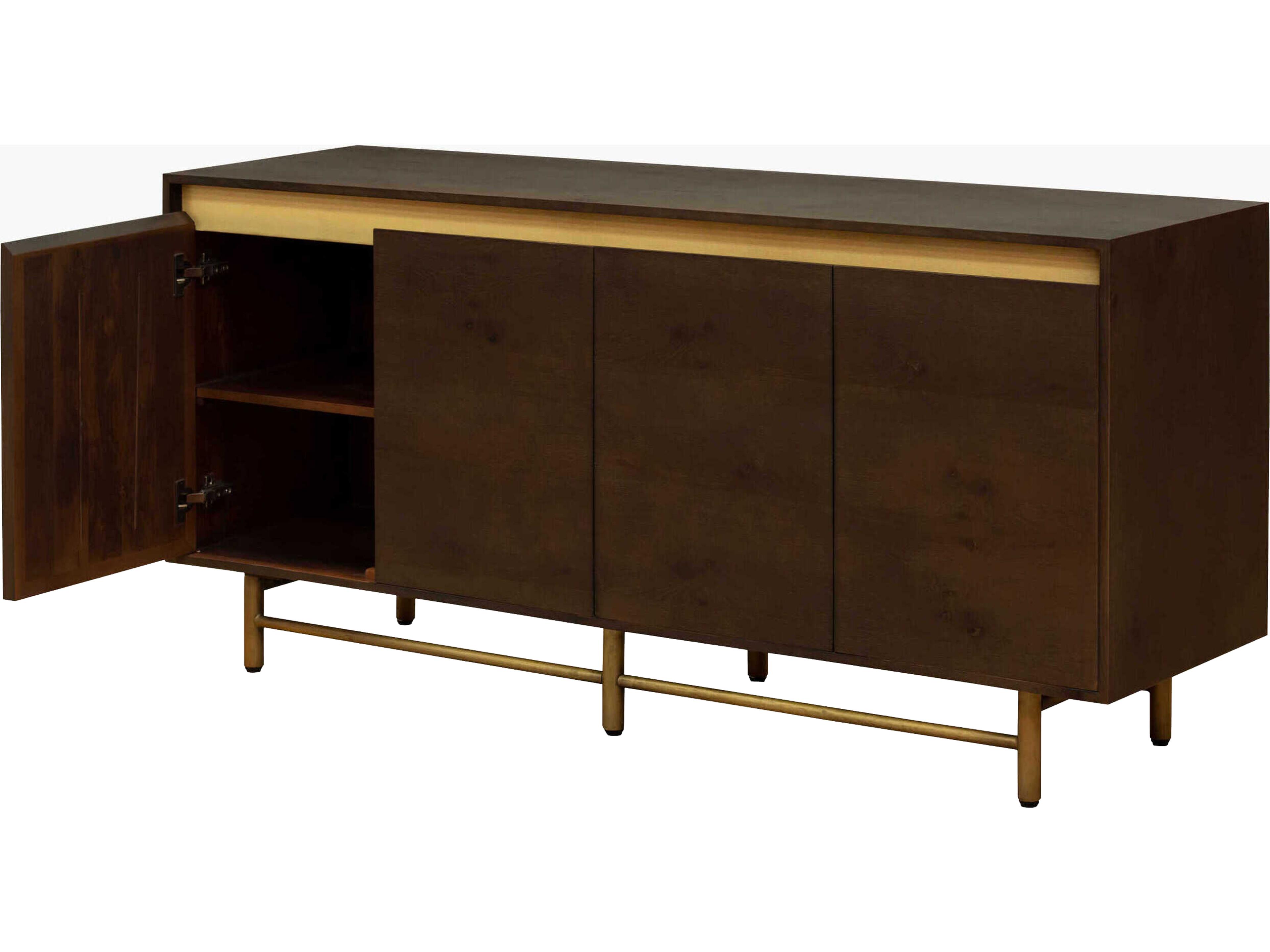 Surya Molander 64" Brown Metallic Brass Sideboard