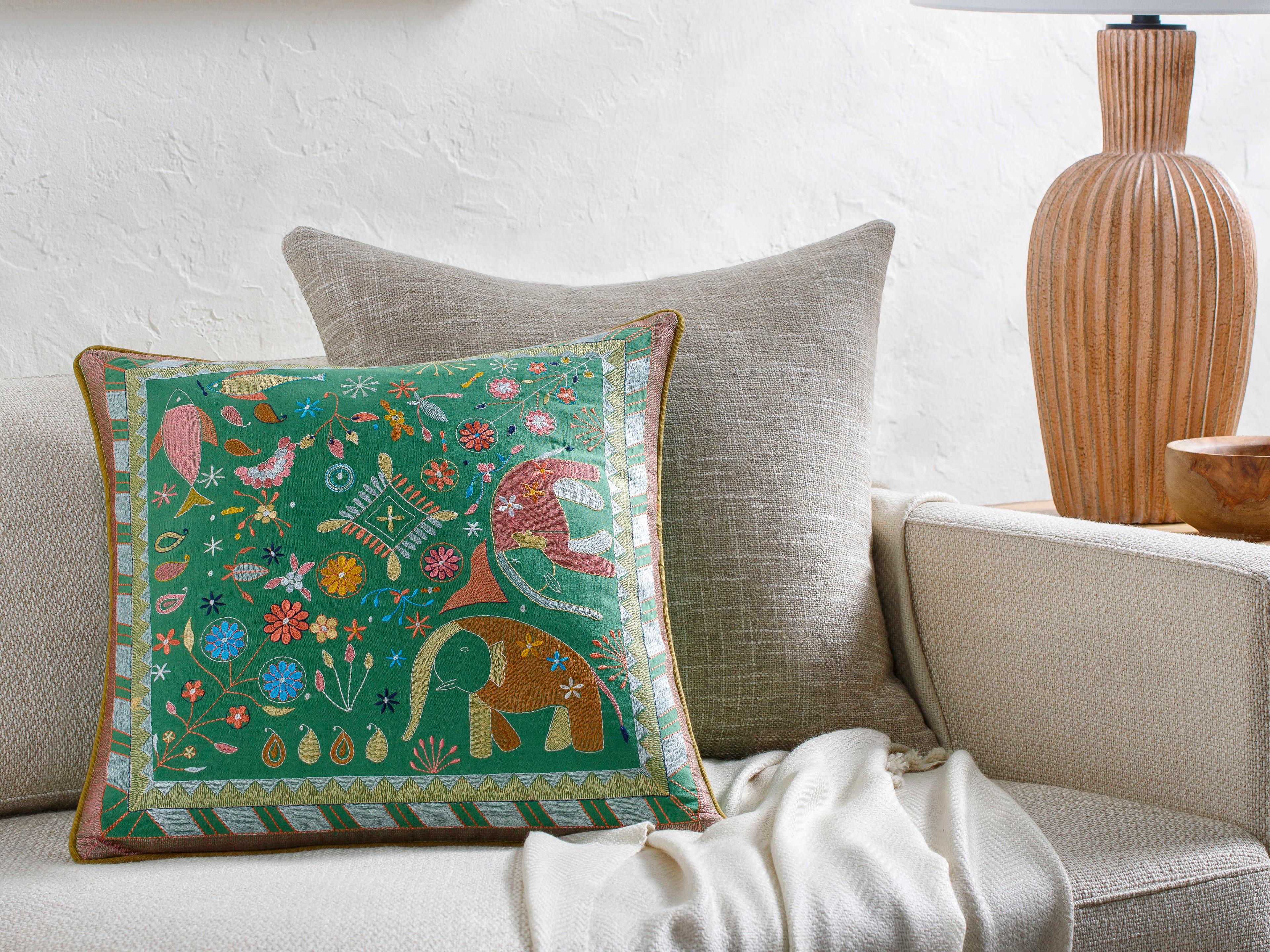 Surya Millie Kay Sage Green Pillow