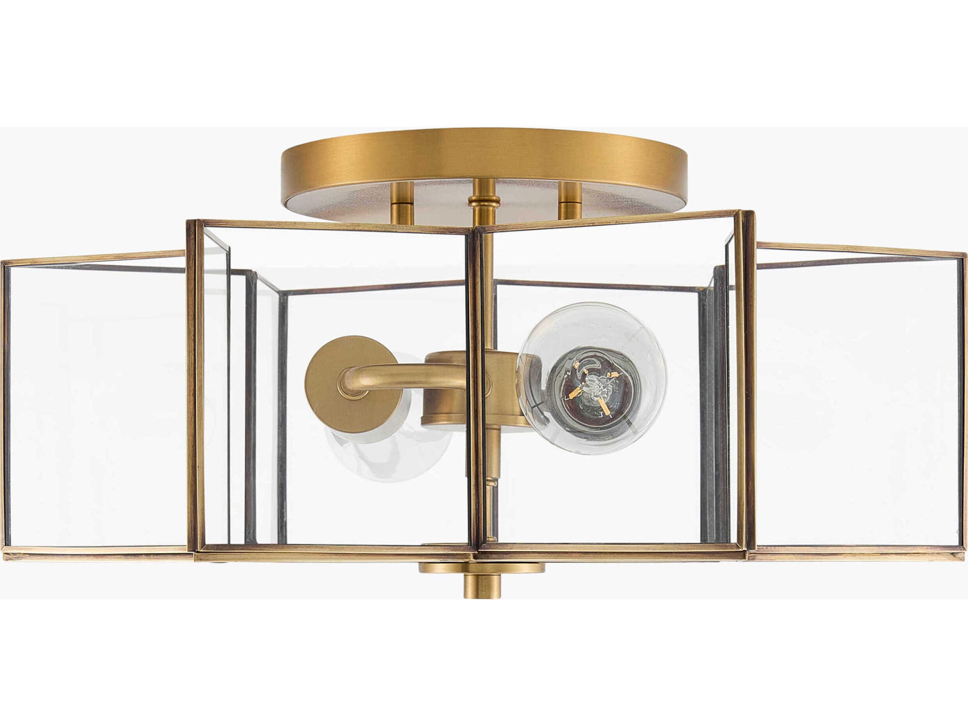 Morella 2-Light Metallic Brass Geometric Semi Flush Mount