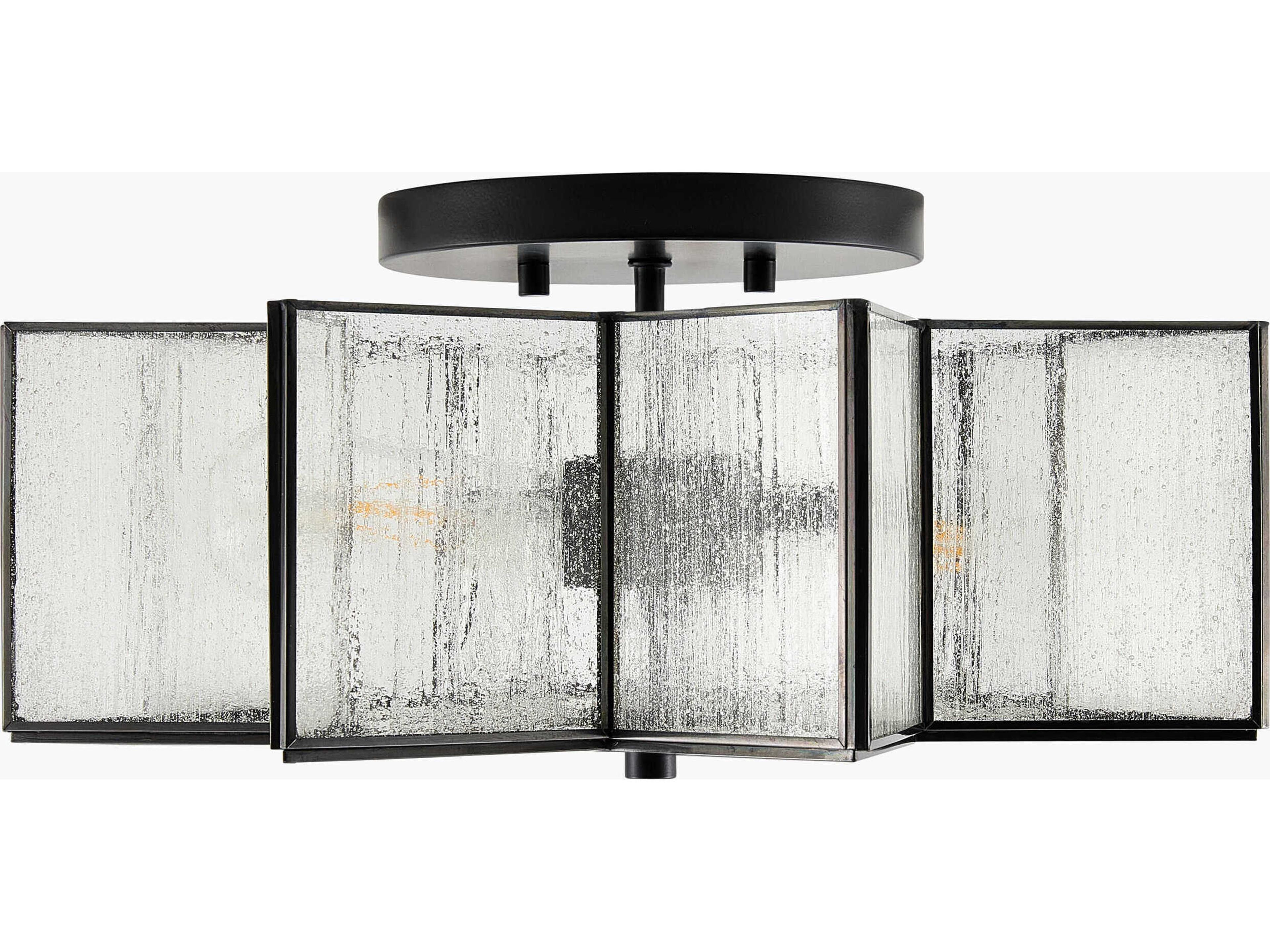 Morella 2-Light Black Geometric Semi Flush Mount