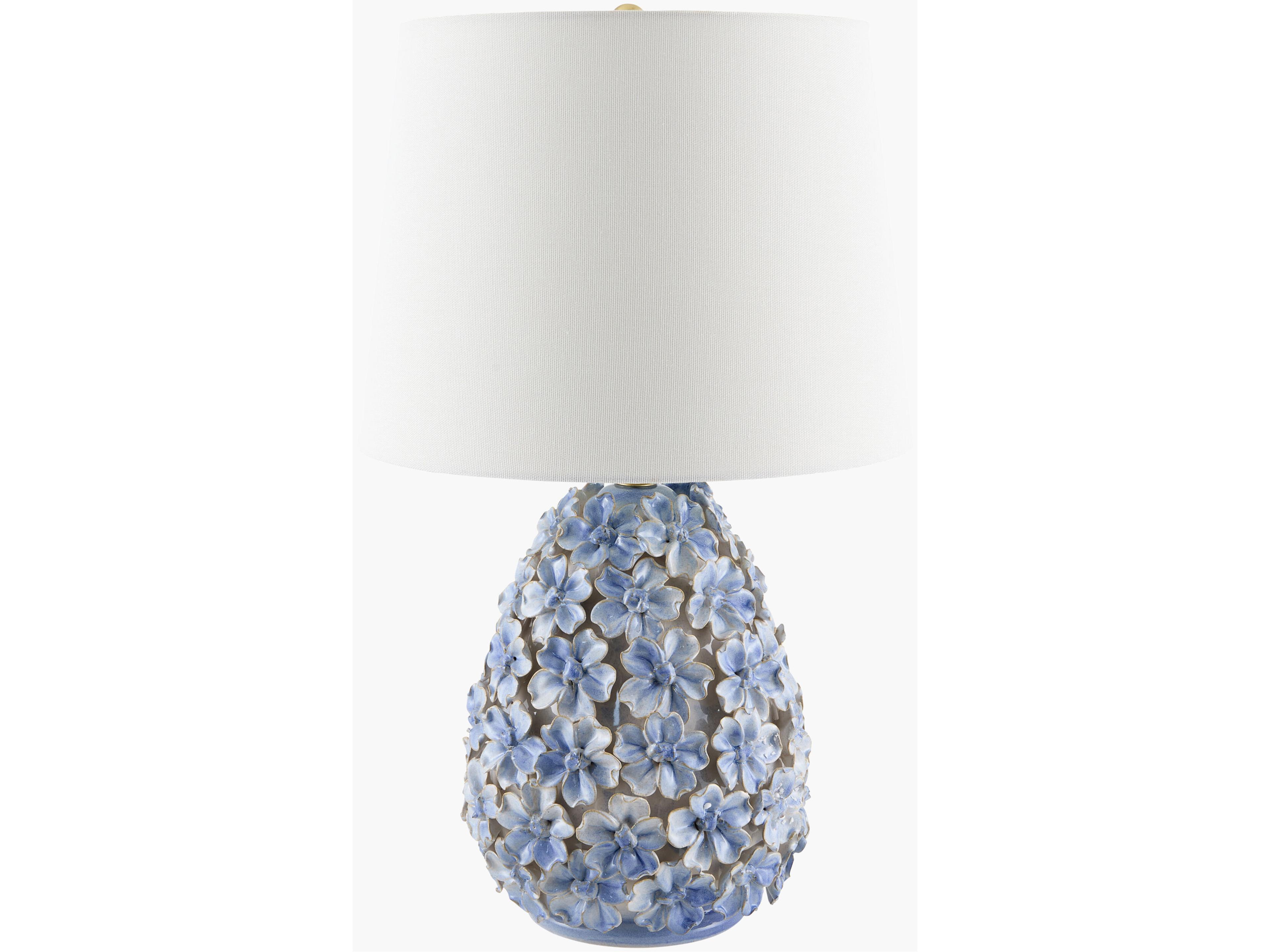 Surya Marradi Blue White Linen Table Lamp