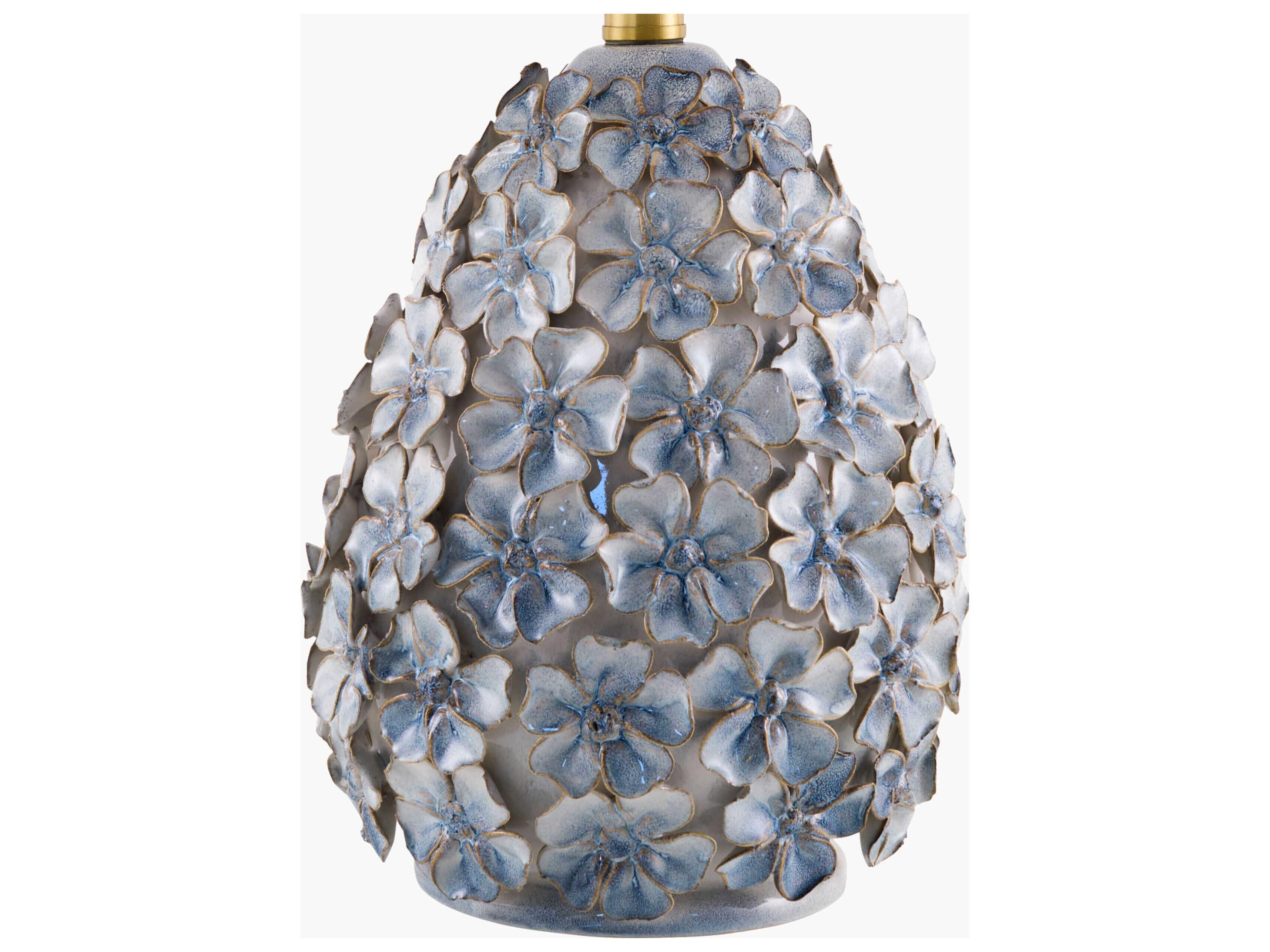 Surya Marradi Blue White Linen Table Lamp