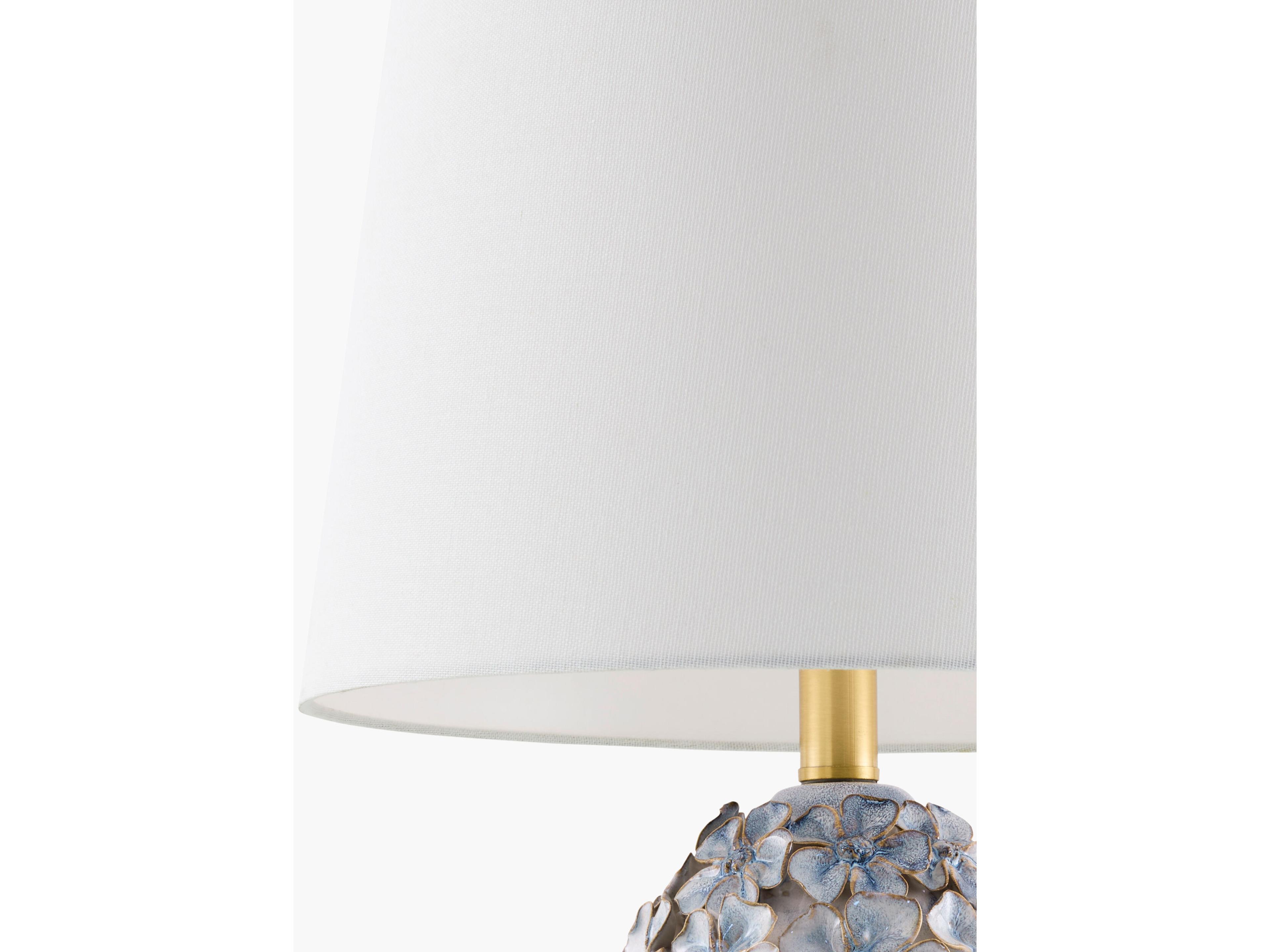 Surya Marradi Blue White Linen Table Lamp