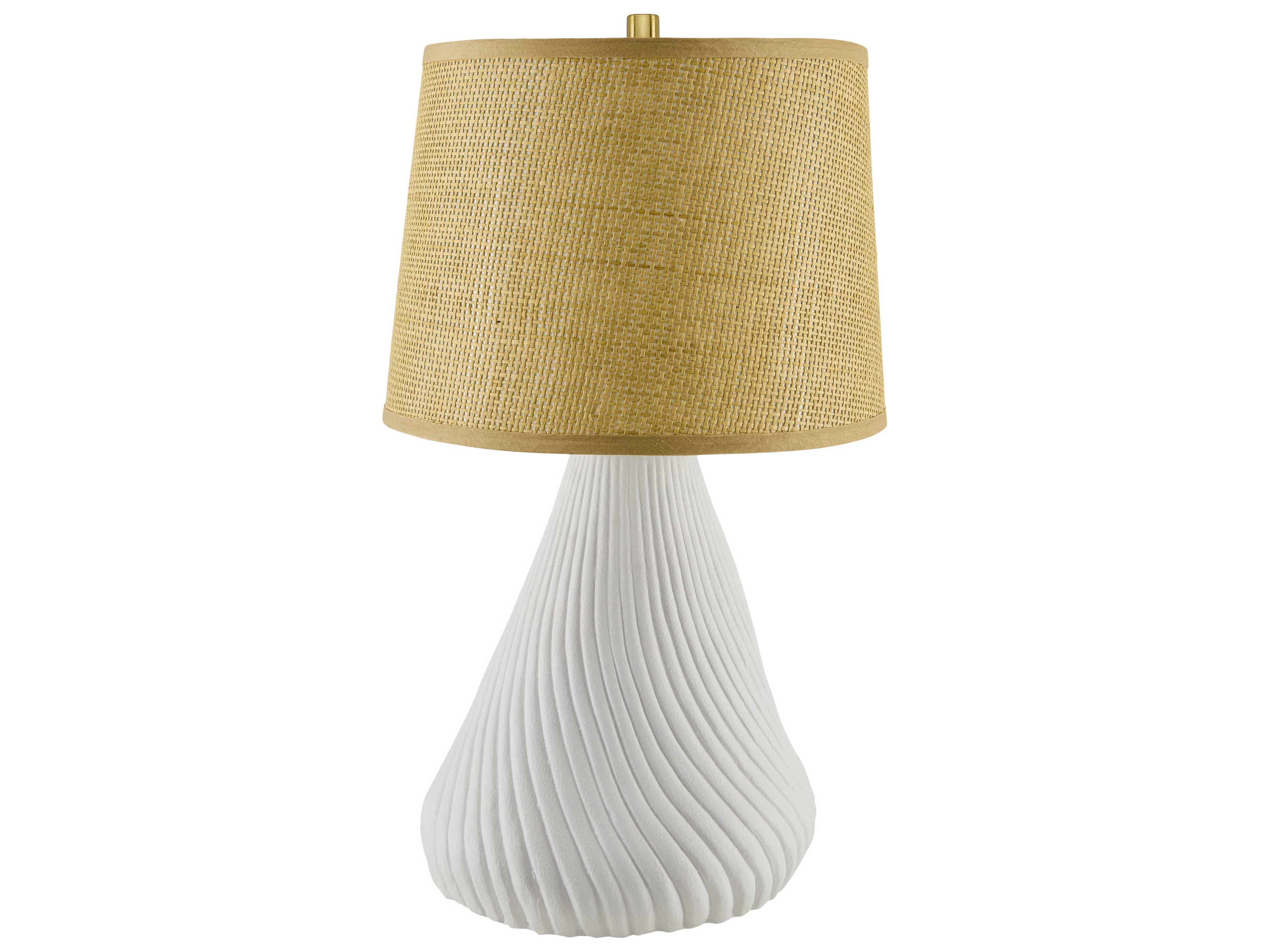 Mervans White Brown Rattan Buffet Lamp