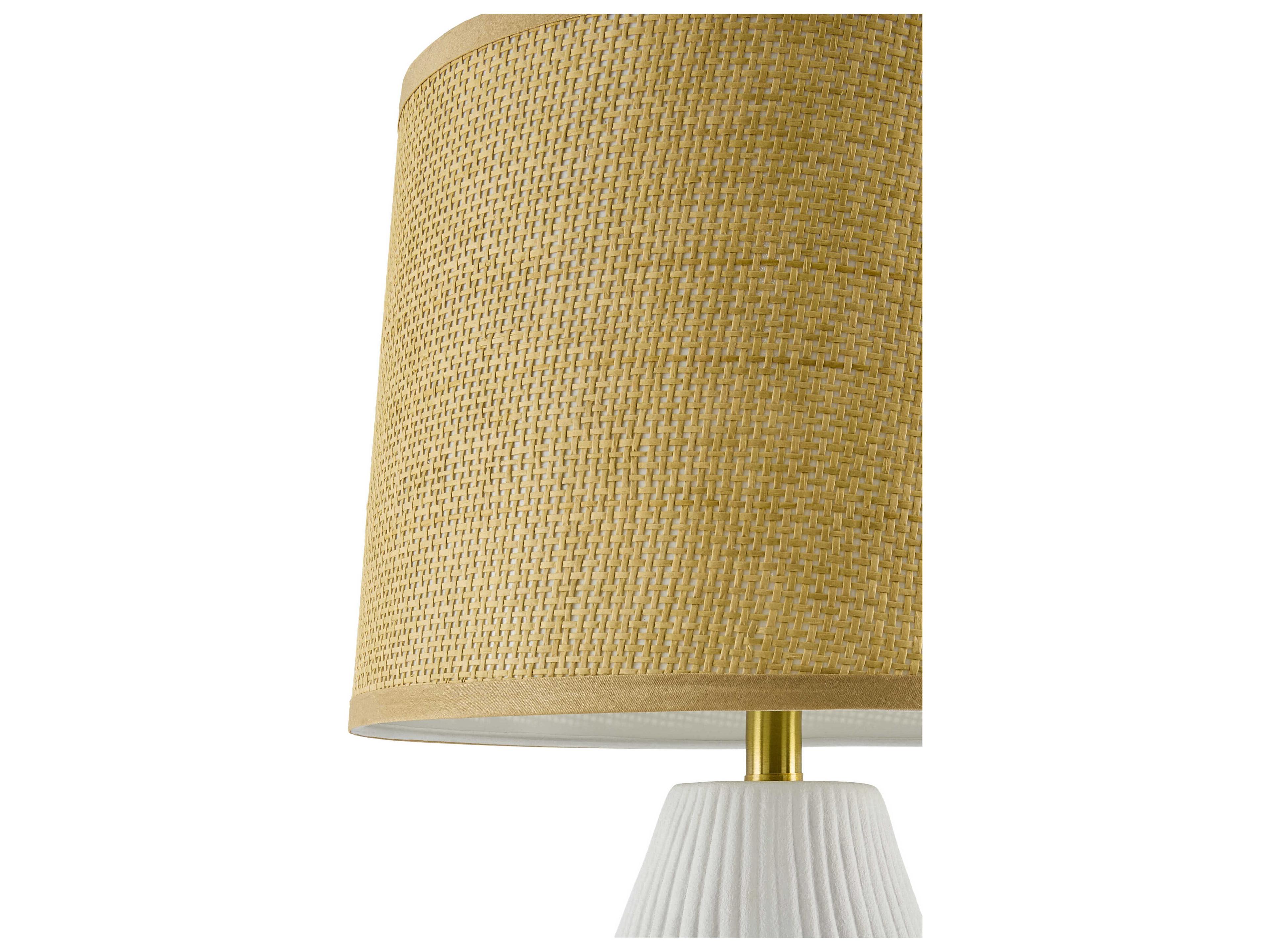 Surya Mervans White Brown Rattan Buffet Lamp