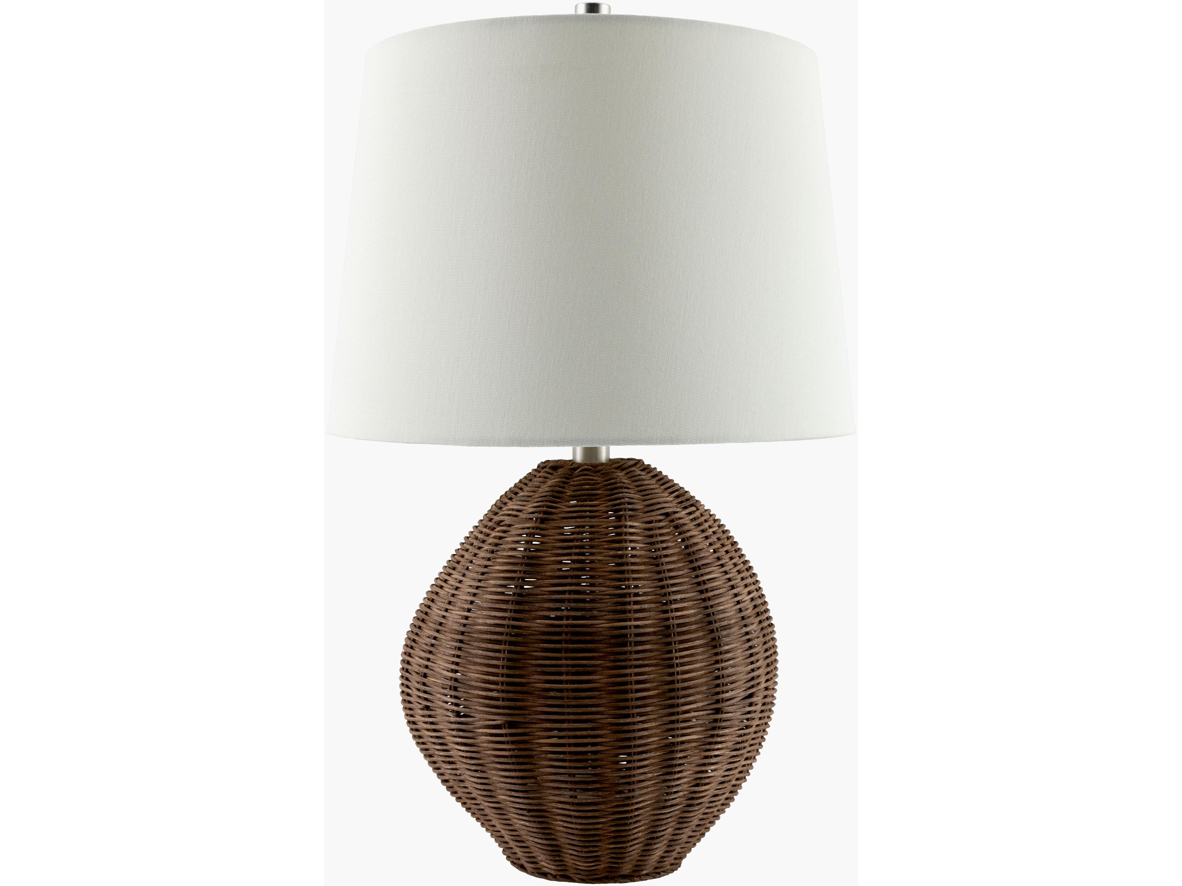 Surya Nagua Brown White Linen Brass Table Lamp