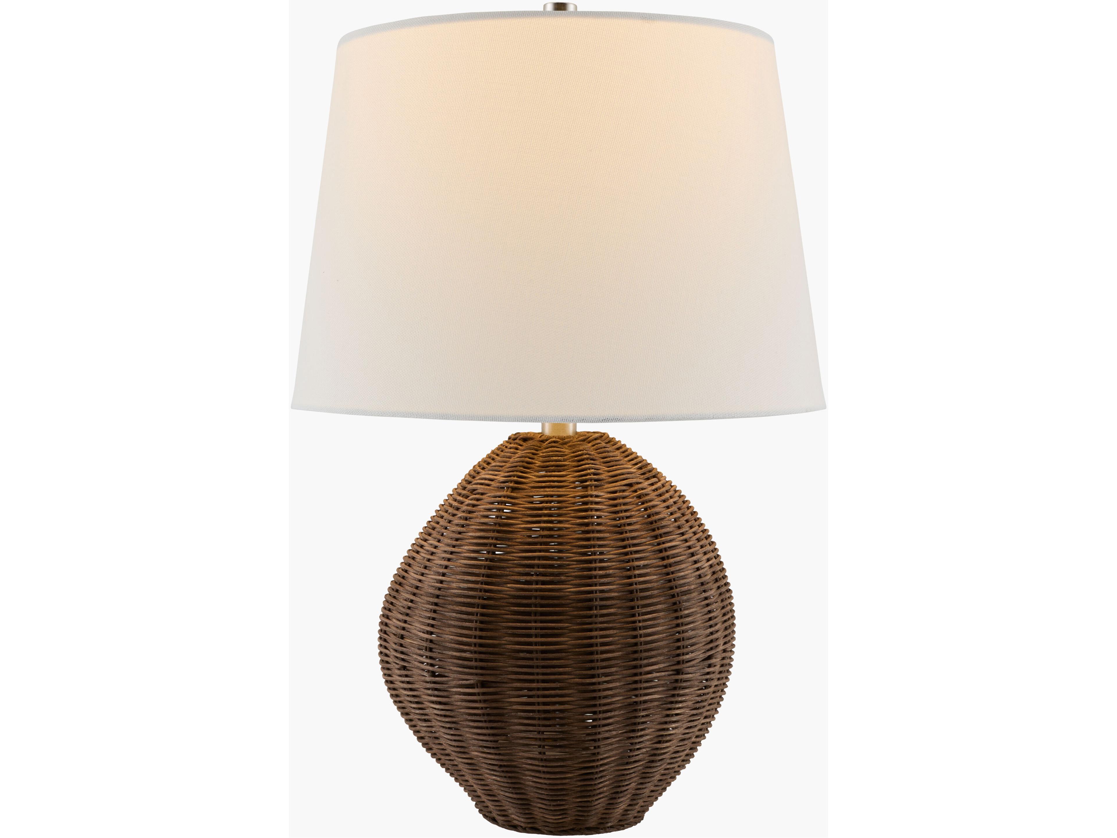 Surya Nagua Brown White Linen Brass Table Lamp