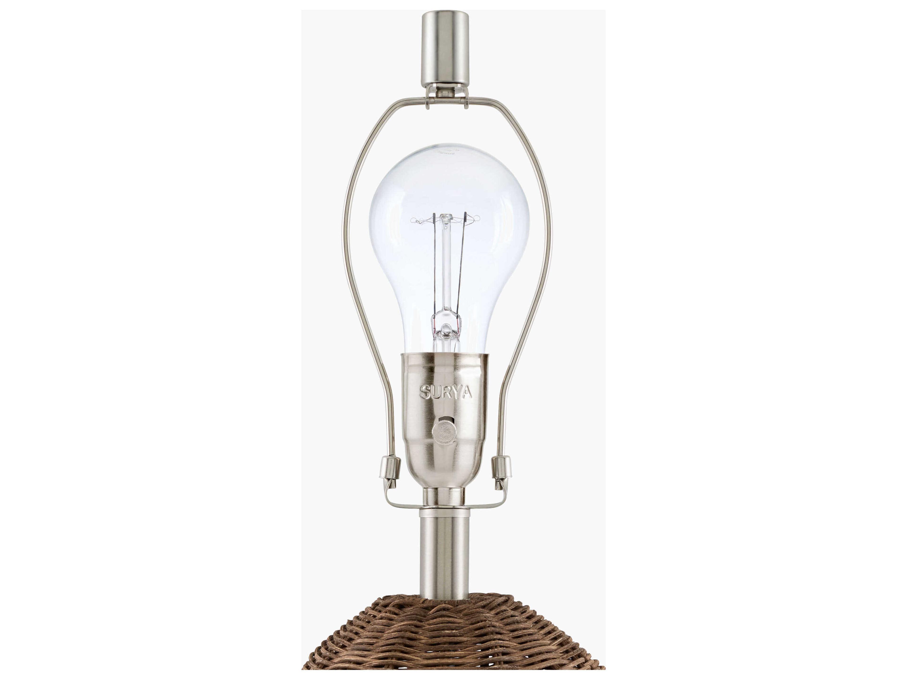 Surya Nagua Brown White Linen Brass Table Lamp