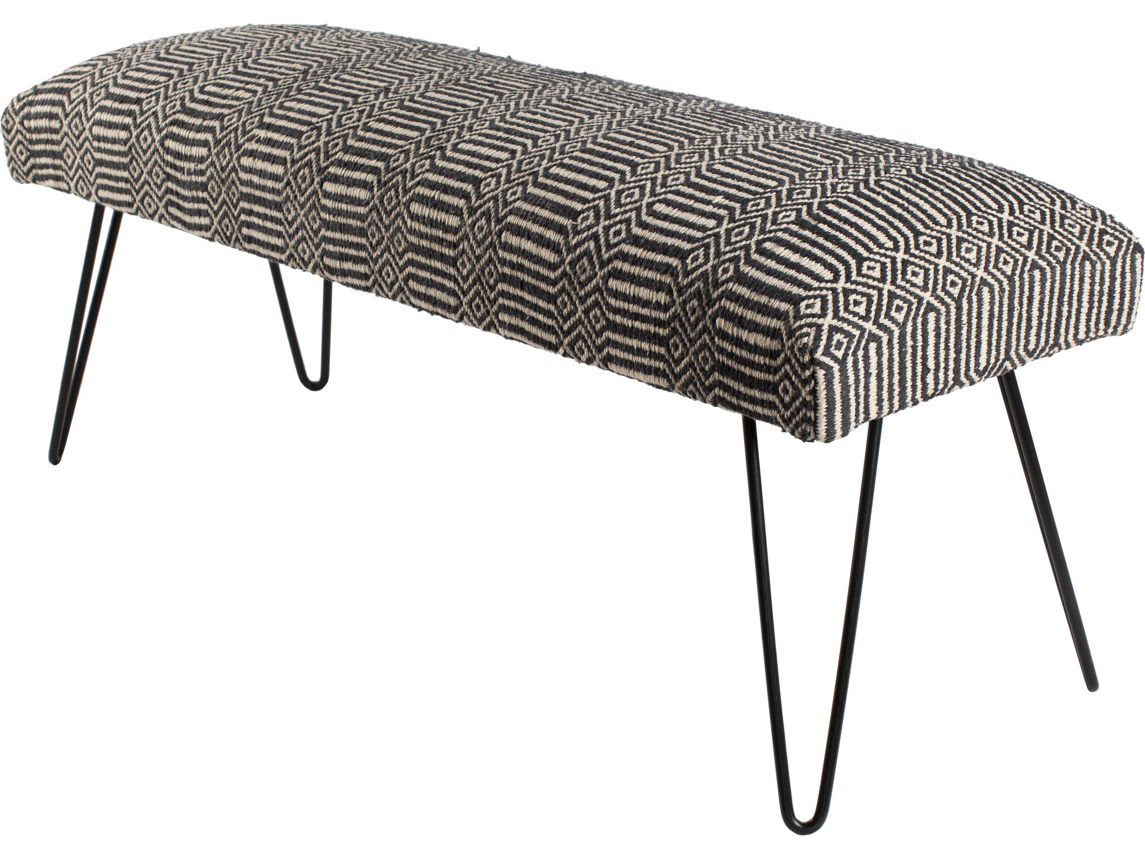 Nakia Ivory Black Accent Bench