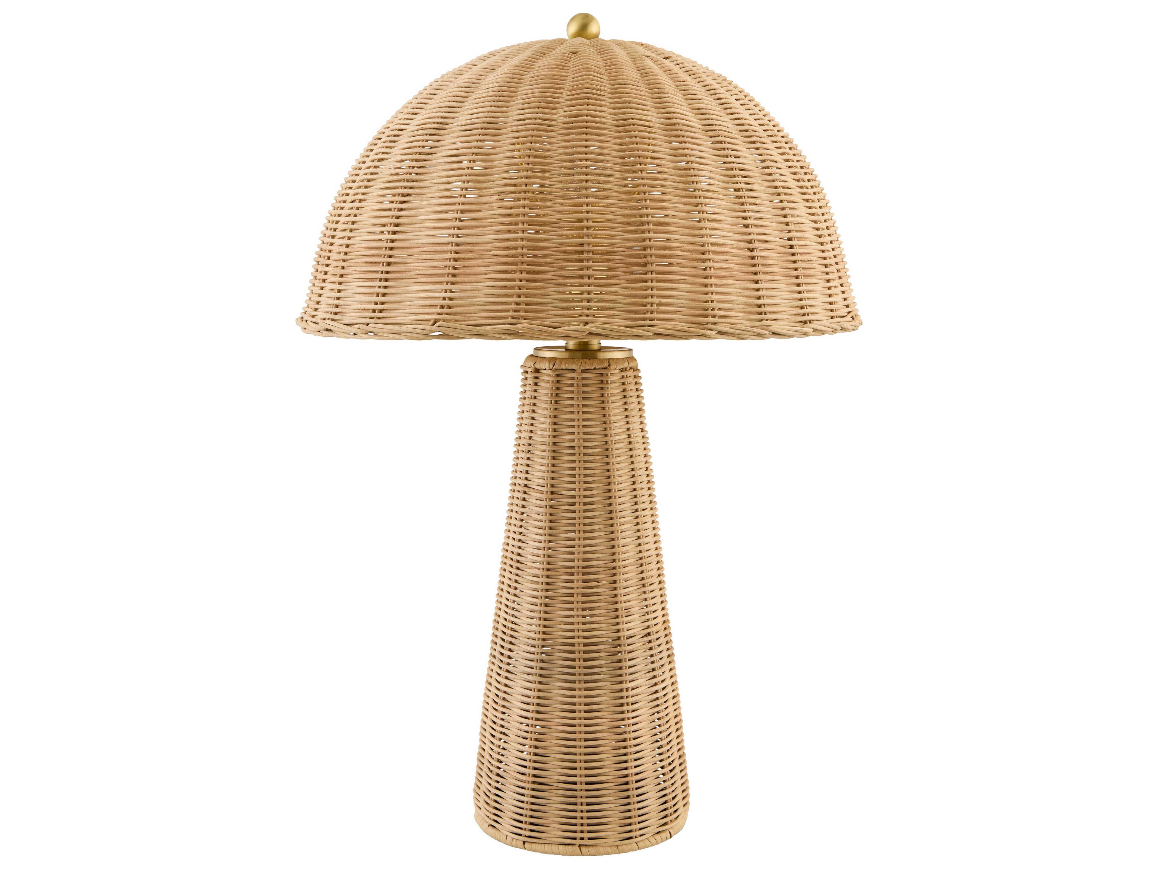 Surya Naves Beige Rattan Brown Table Lamp