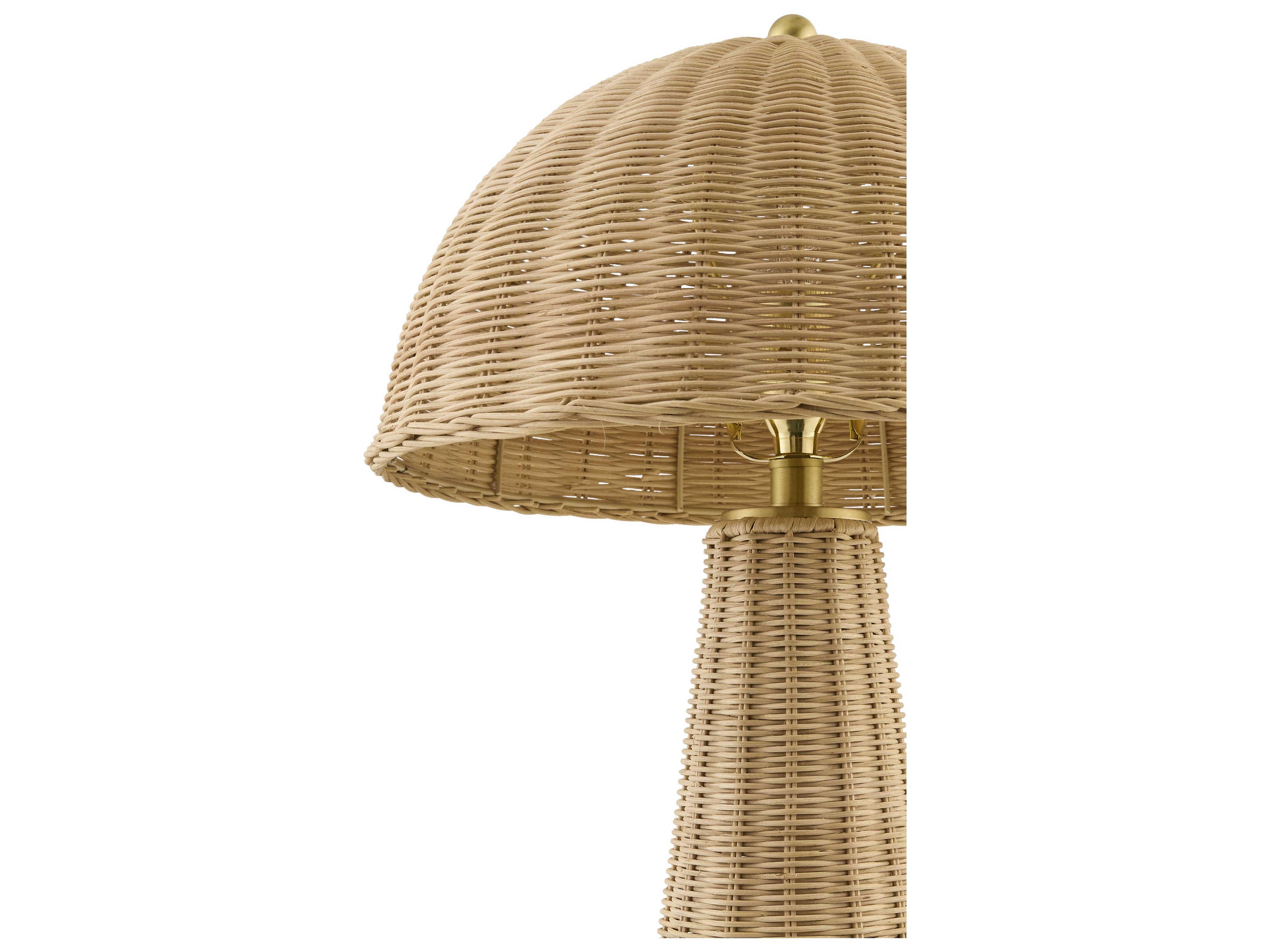 Surya Naves Beige Rattan Brown Table Lamp