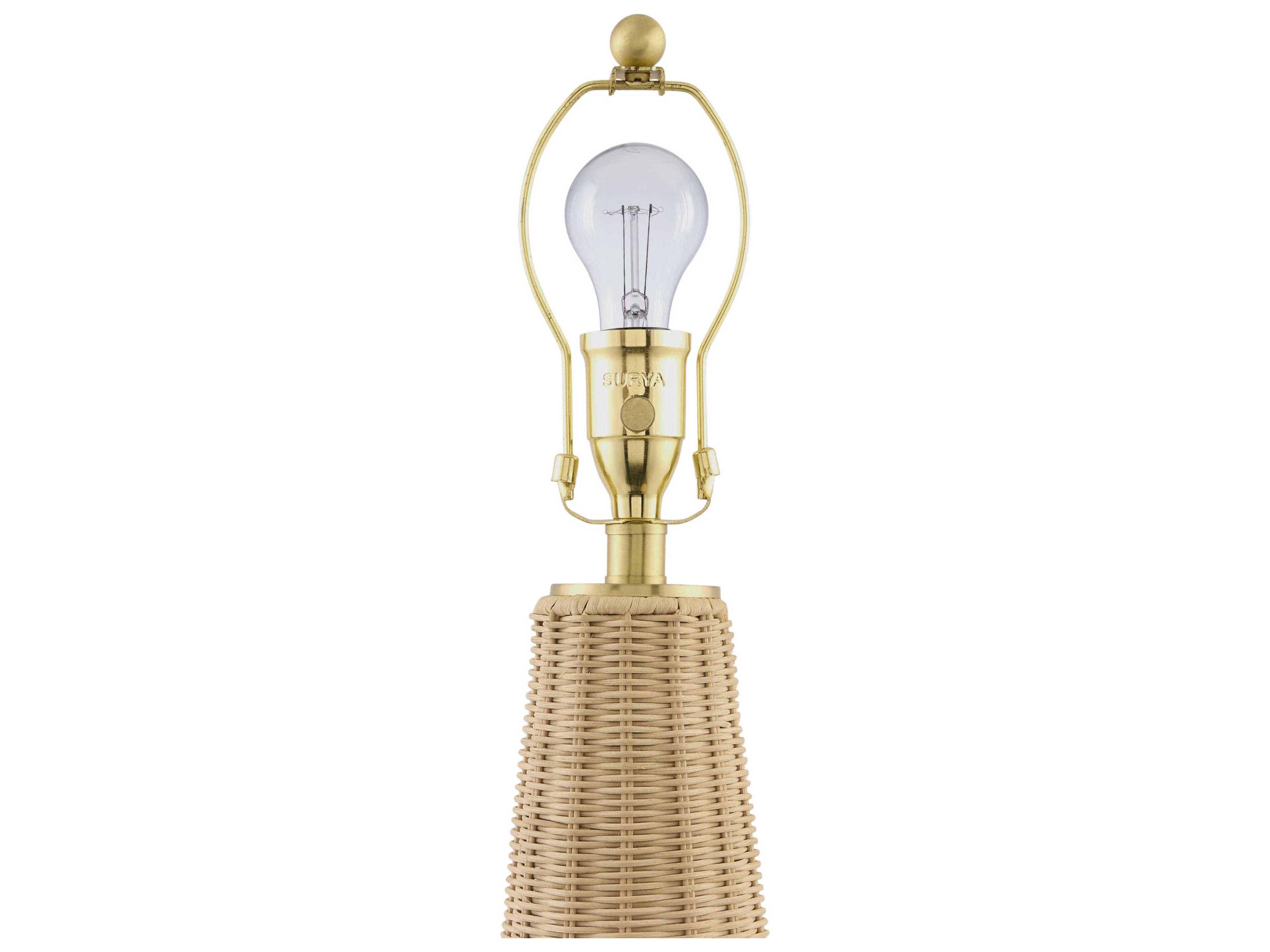 Surya Naves Beige Rattan Brown Table Lamp