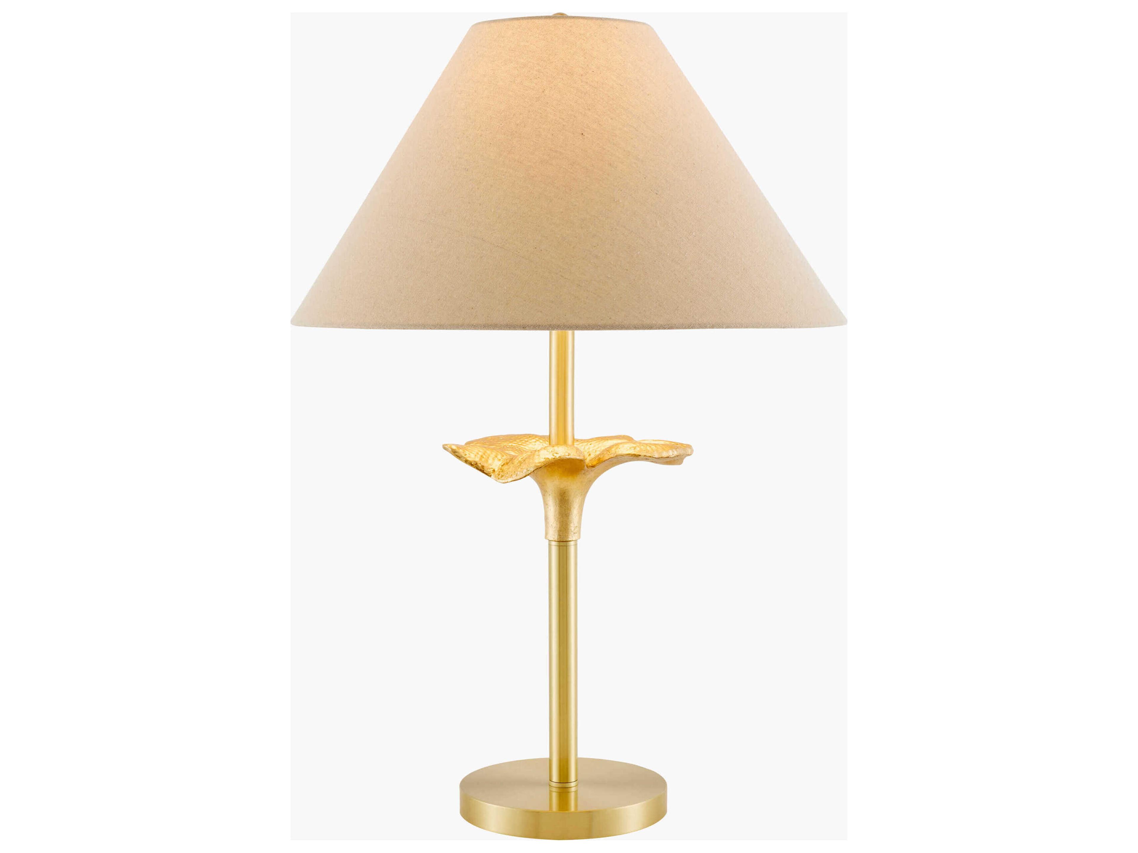 Surya Nepi Metallic Brass Beige Linen Buffet Lamp