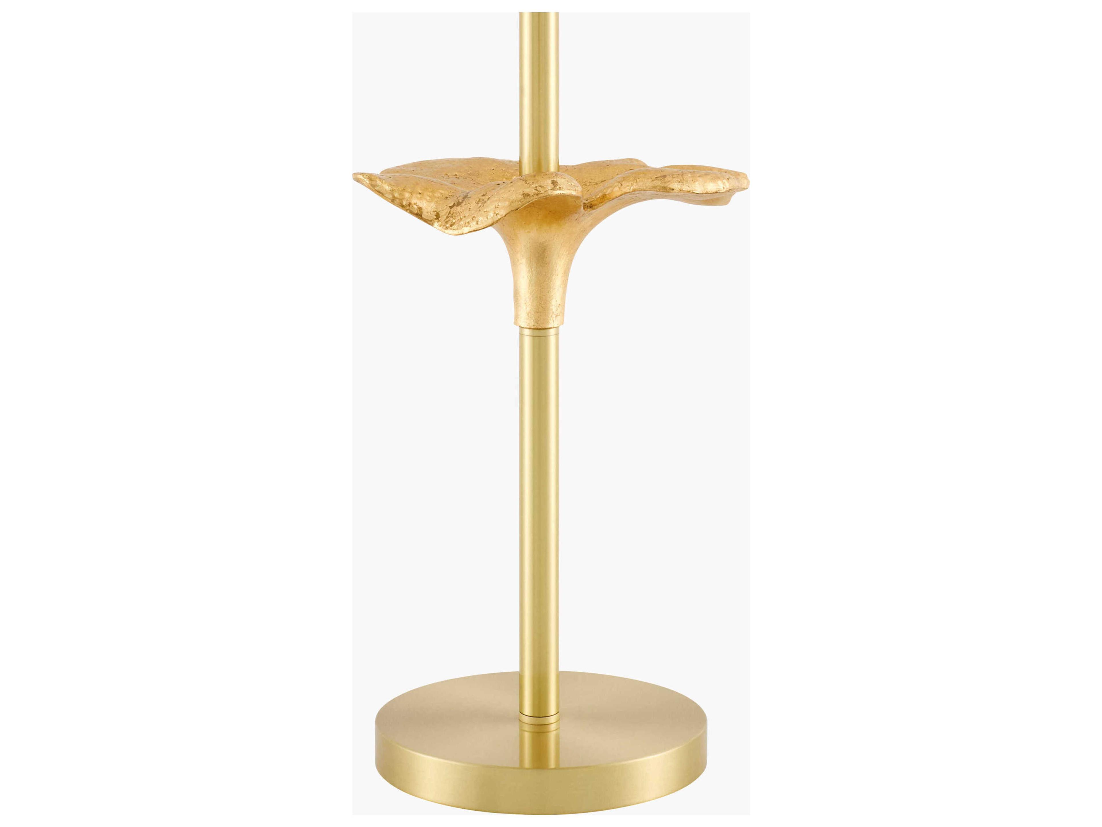 Surya Nepi Metallic Brass Beige Linen Buffet Lamp