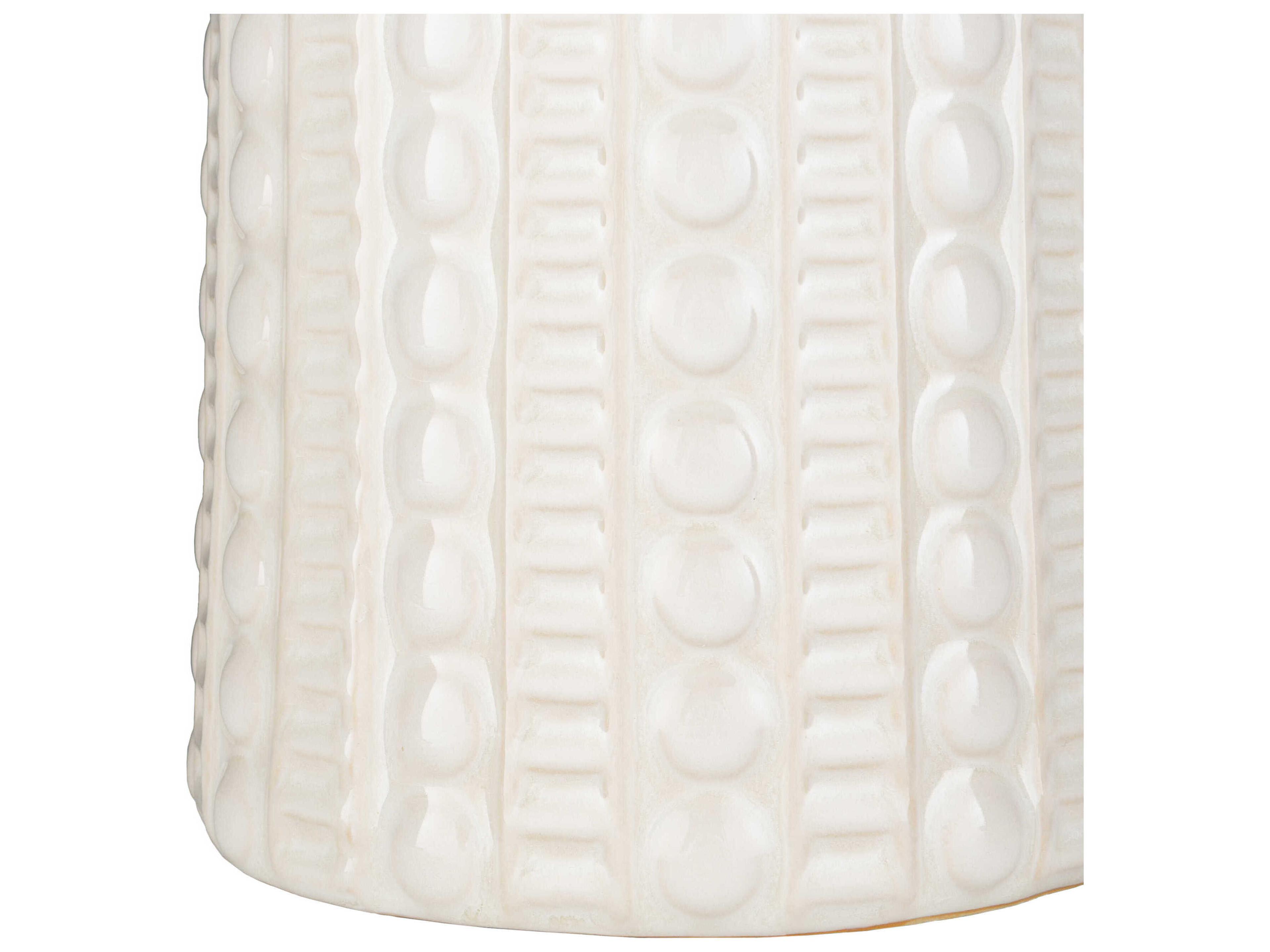 Surya Newell White Camel Linen Buffet Lamp