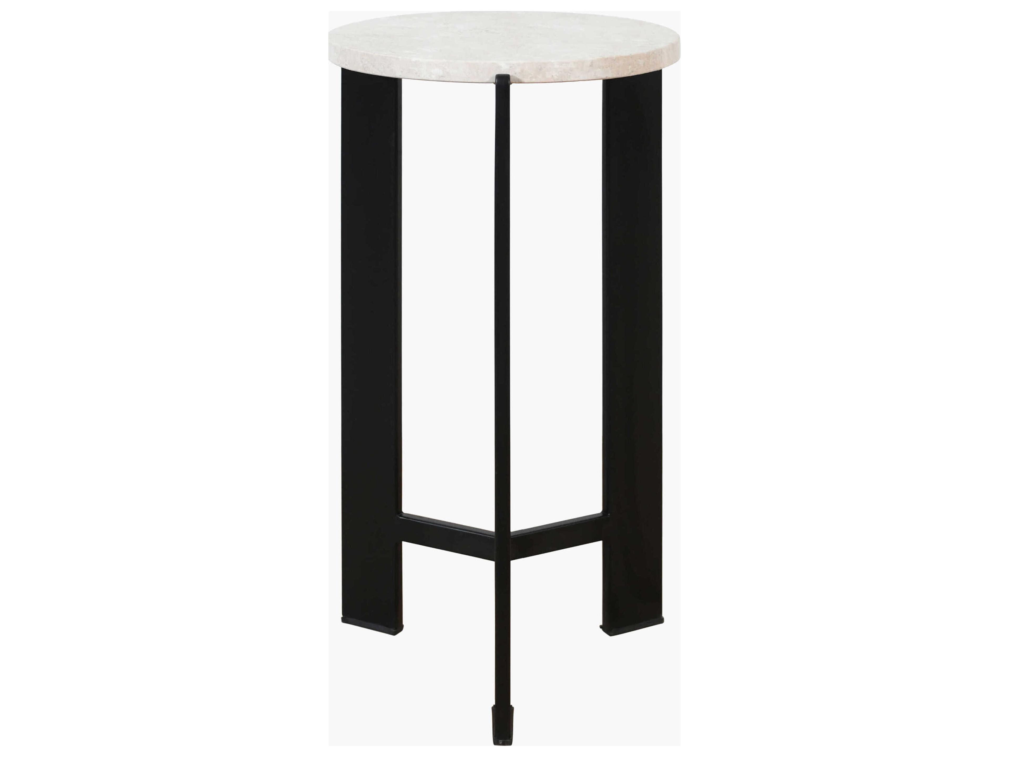Nisse Round Marble Beige Black End Table