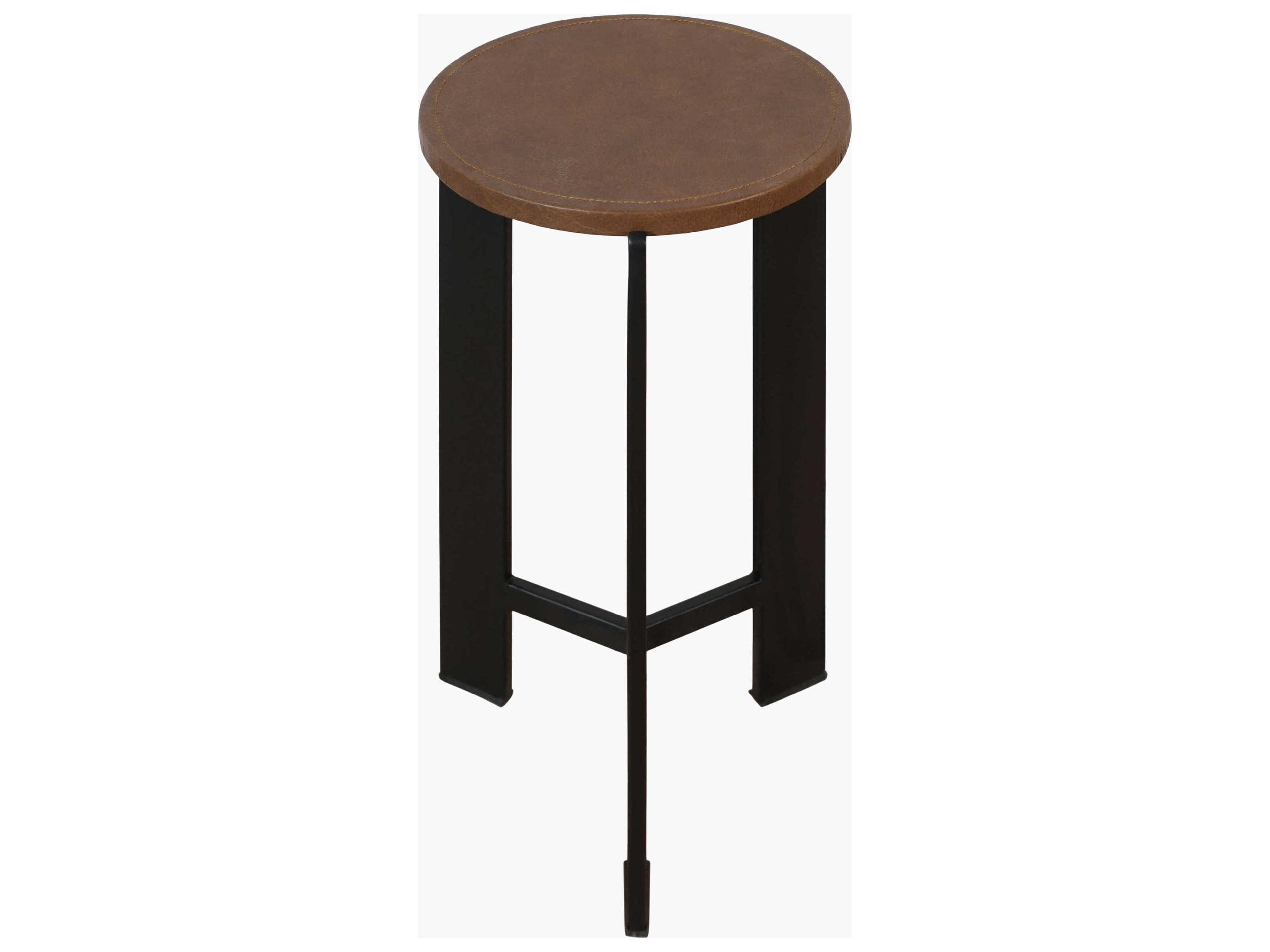 Nisse Round Leather Brown Black End Table