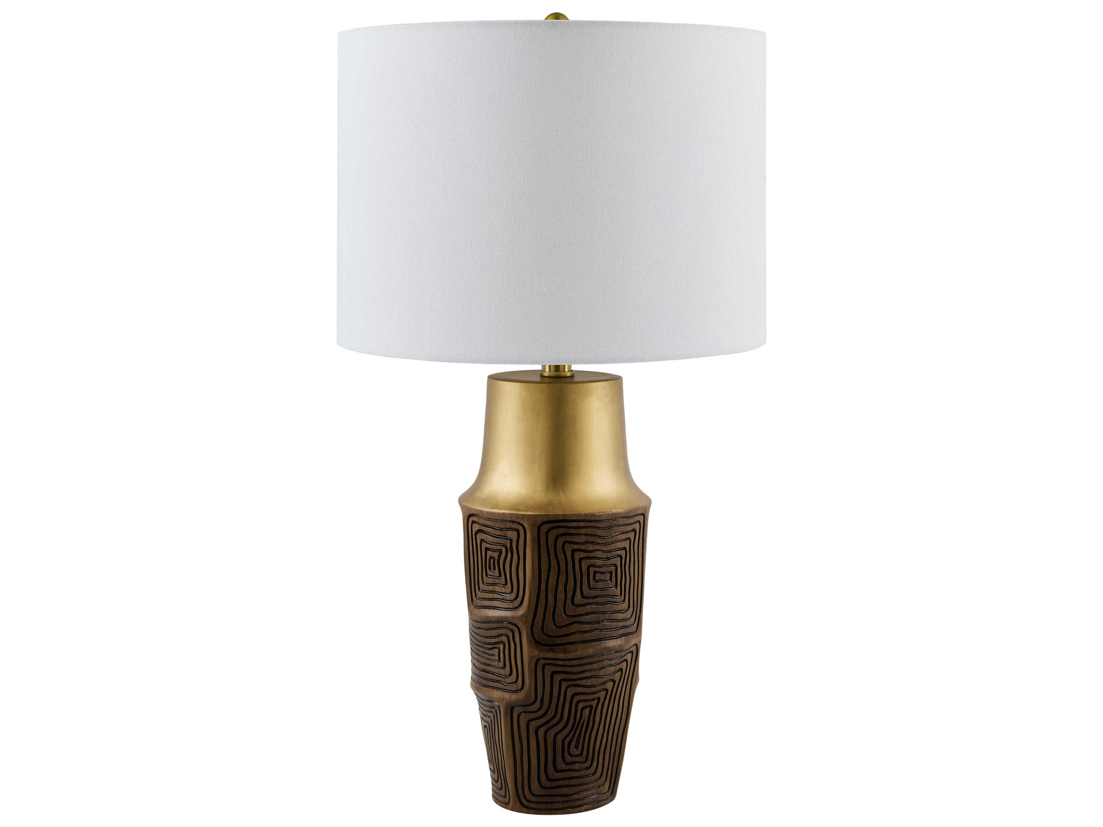 Nikki Gold White Linen Buffet Lamp