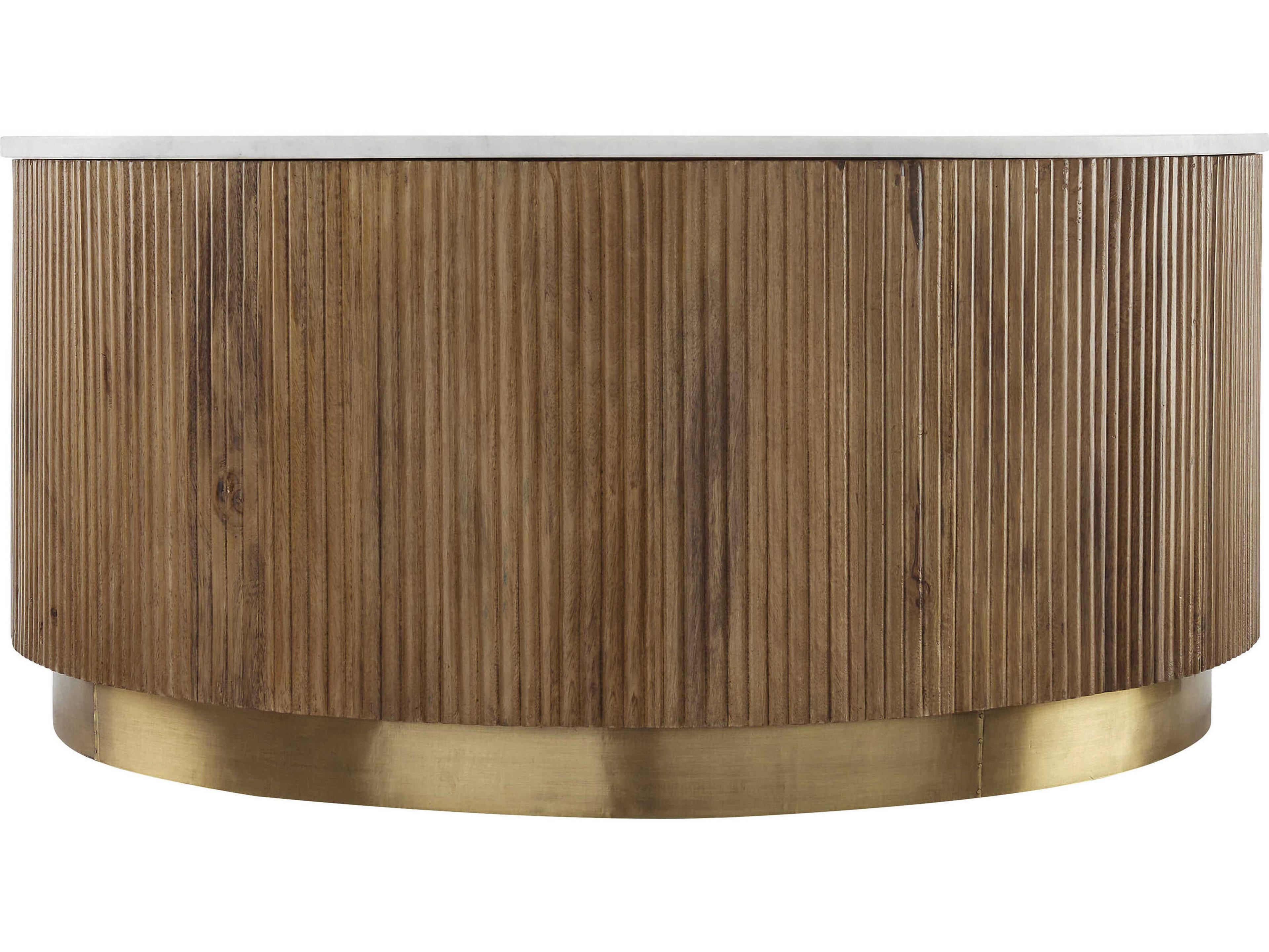 Surya Nems Round Marble White Brown Gold Coffee Table