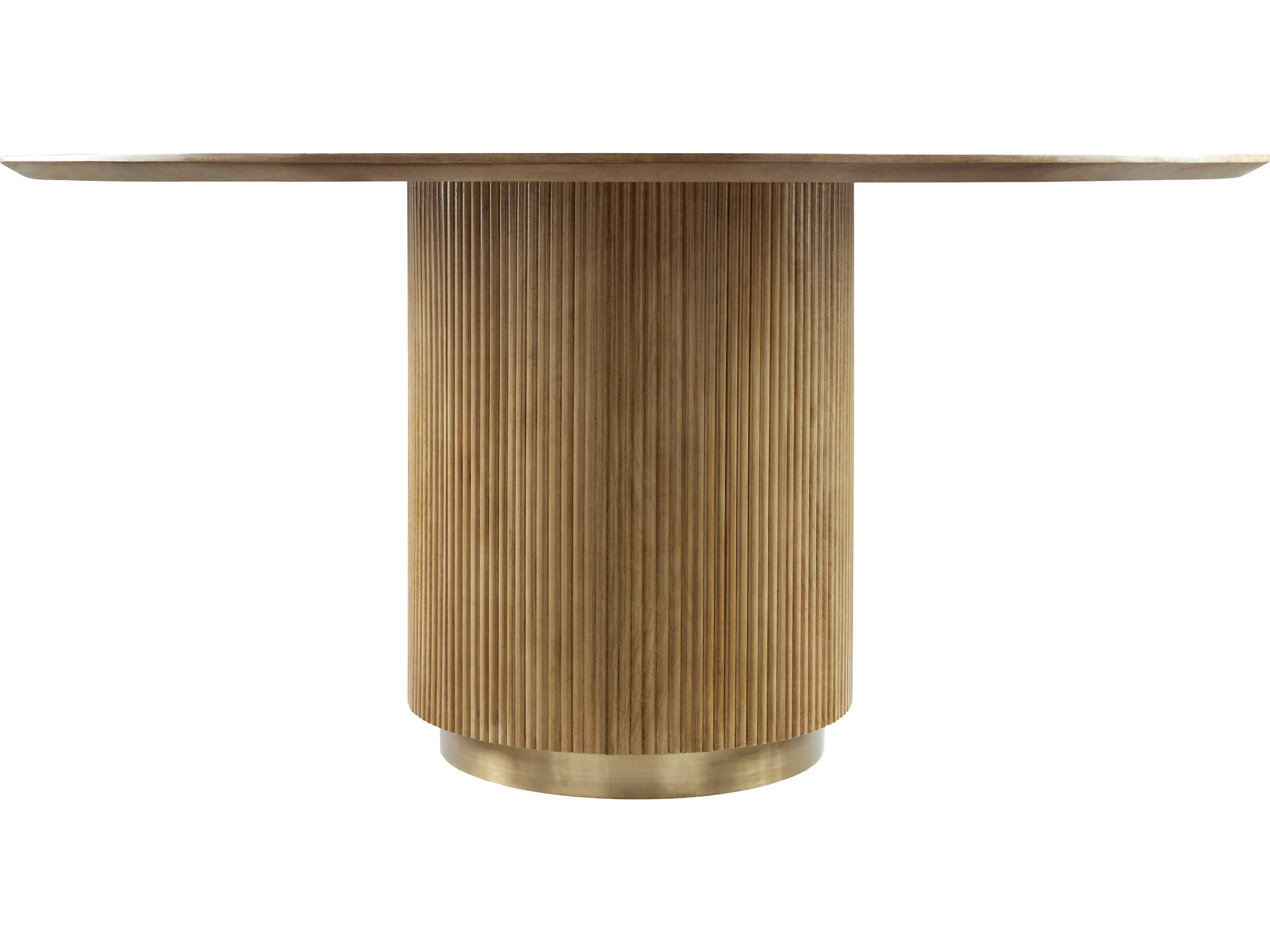 Surya Nems Round Wood Clear Gold Dining Table