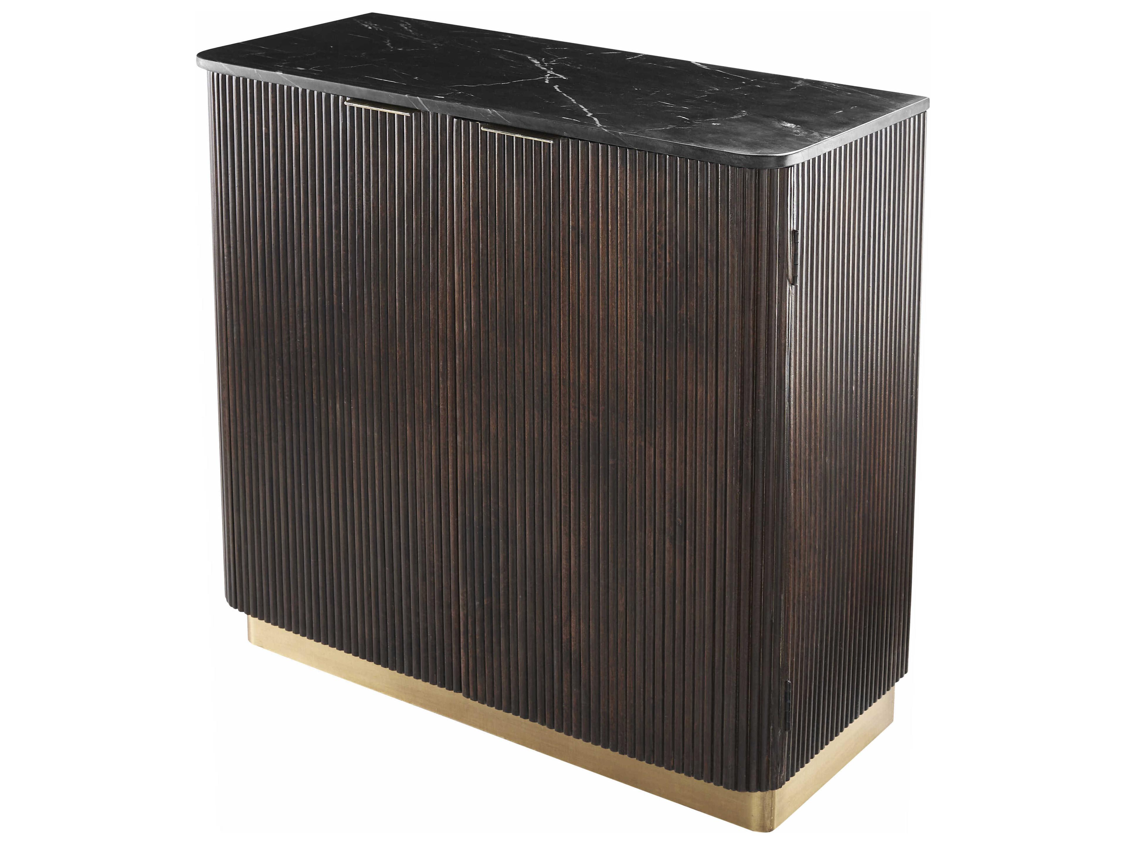 Nems 34" Mango Wood Black Dark Brown Gold Sideboard