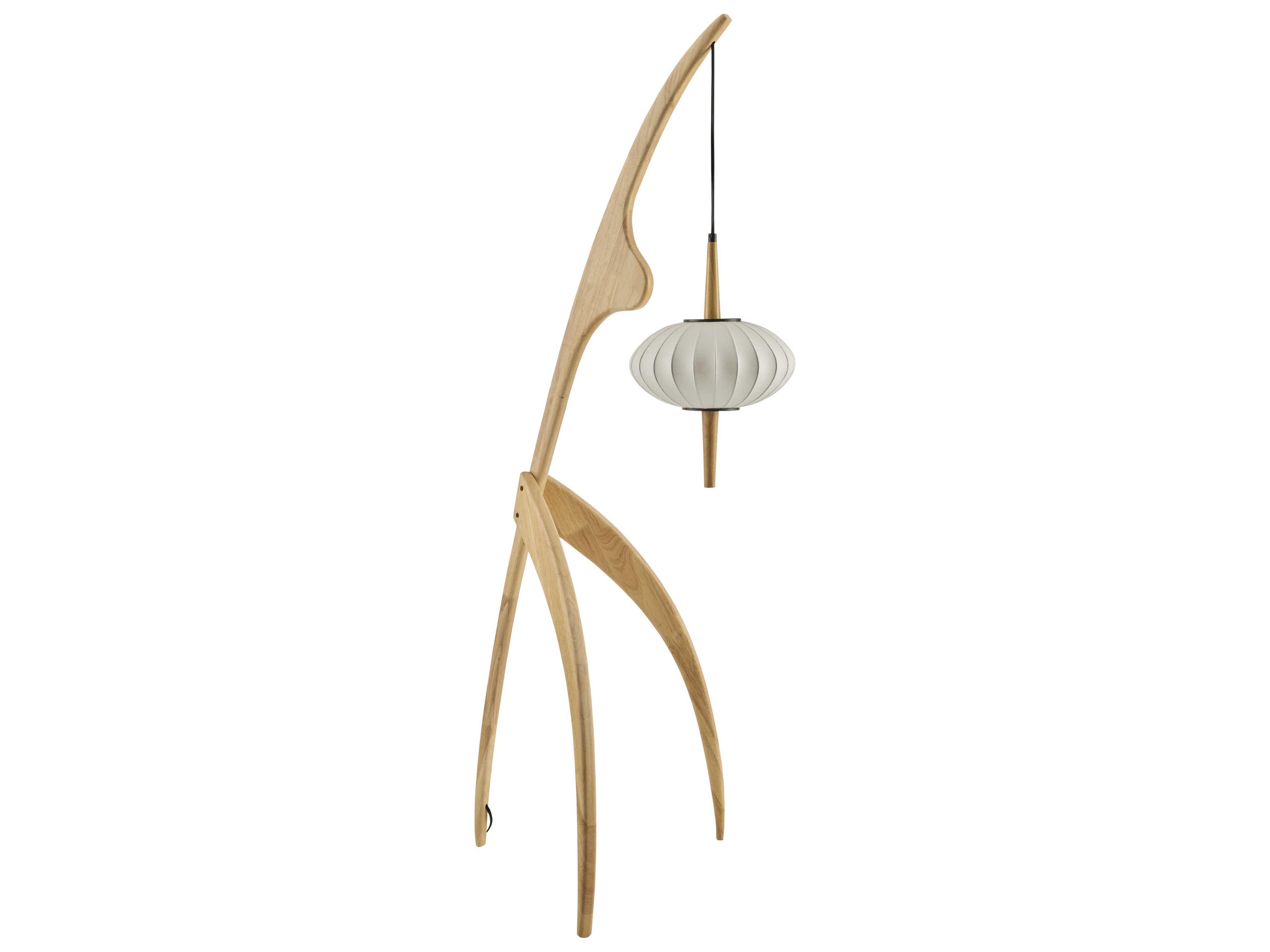 Niamey Cream White Linen Brown Floor Lamp